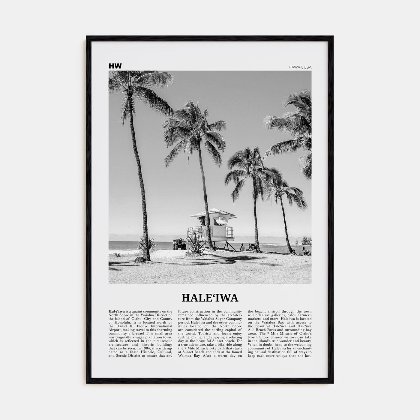 Haleiwa Travel B&W No 1 Poster