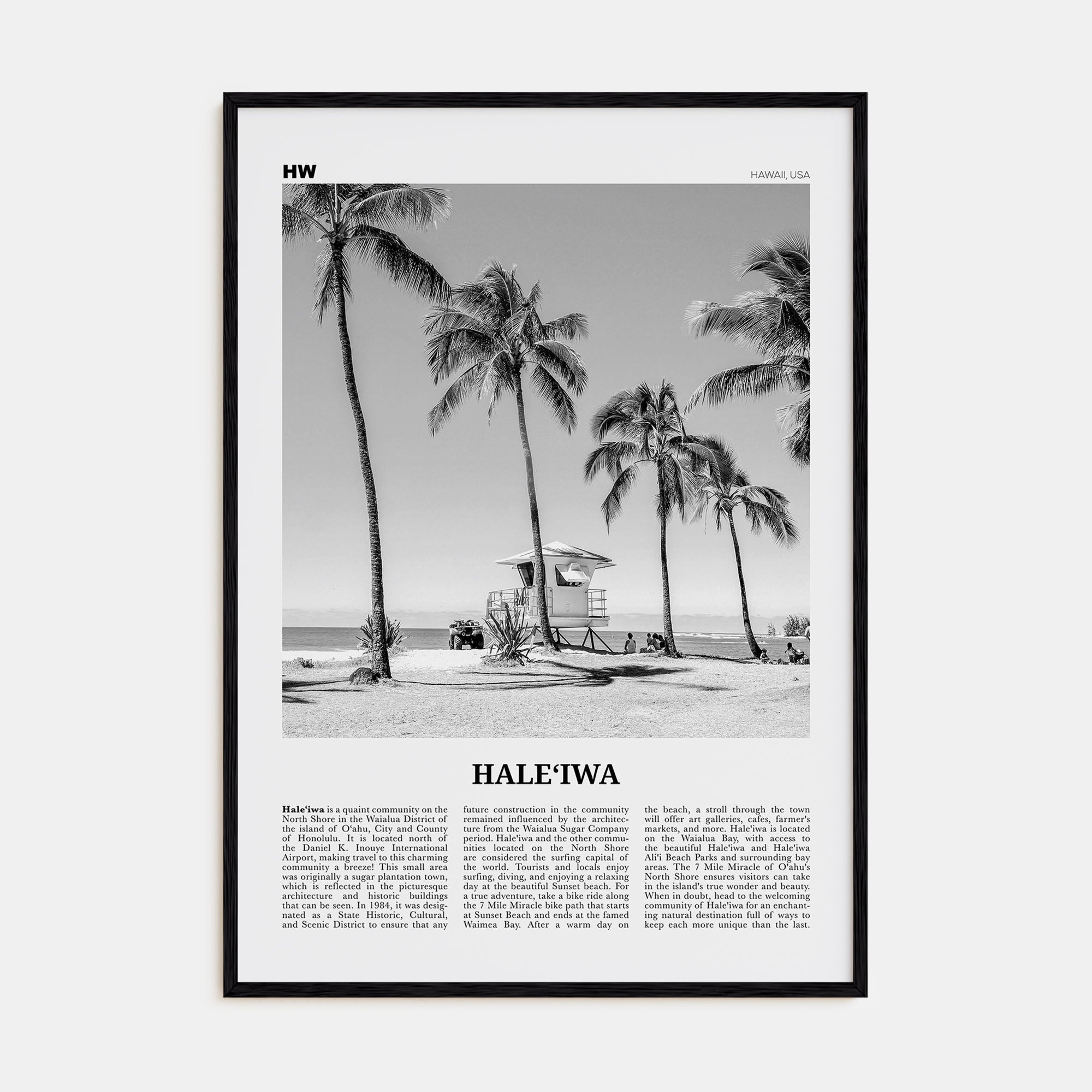 Haleiwa Travel B&W No 1 Poster