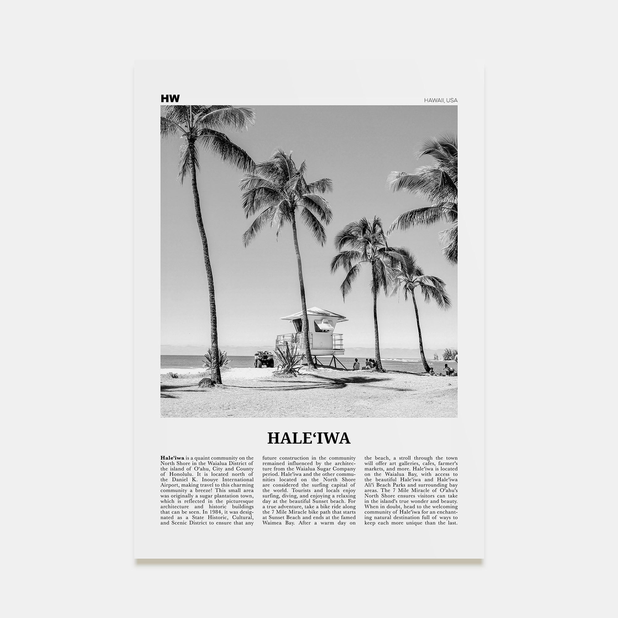 Haleiwa Travel B&W No 1 Poster