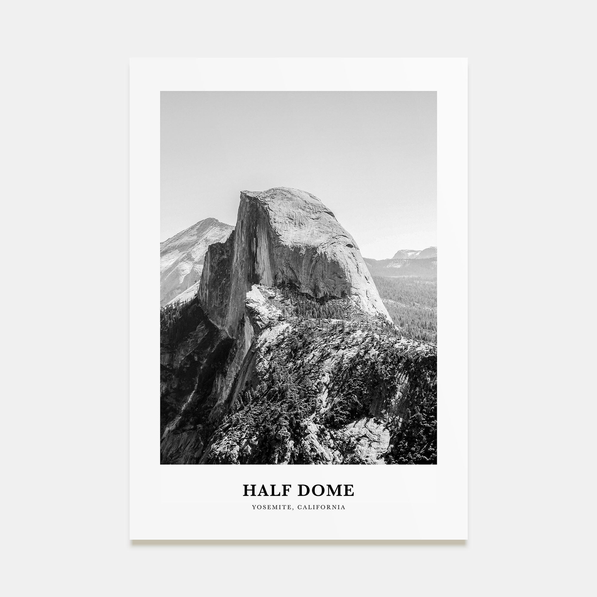 Half Dome Portrait B&W Poster