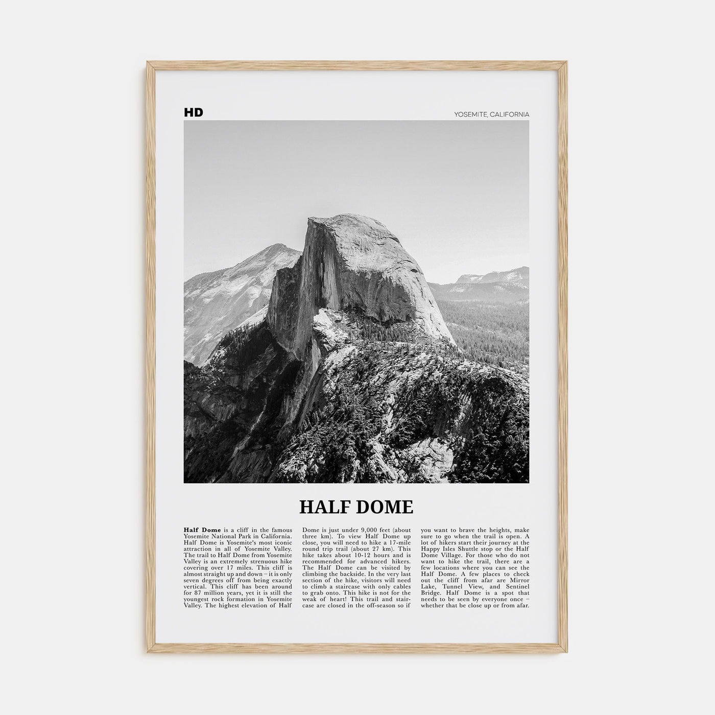 Half Dome Travel B&W Poster