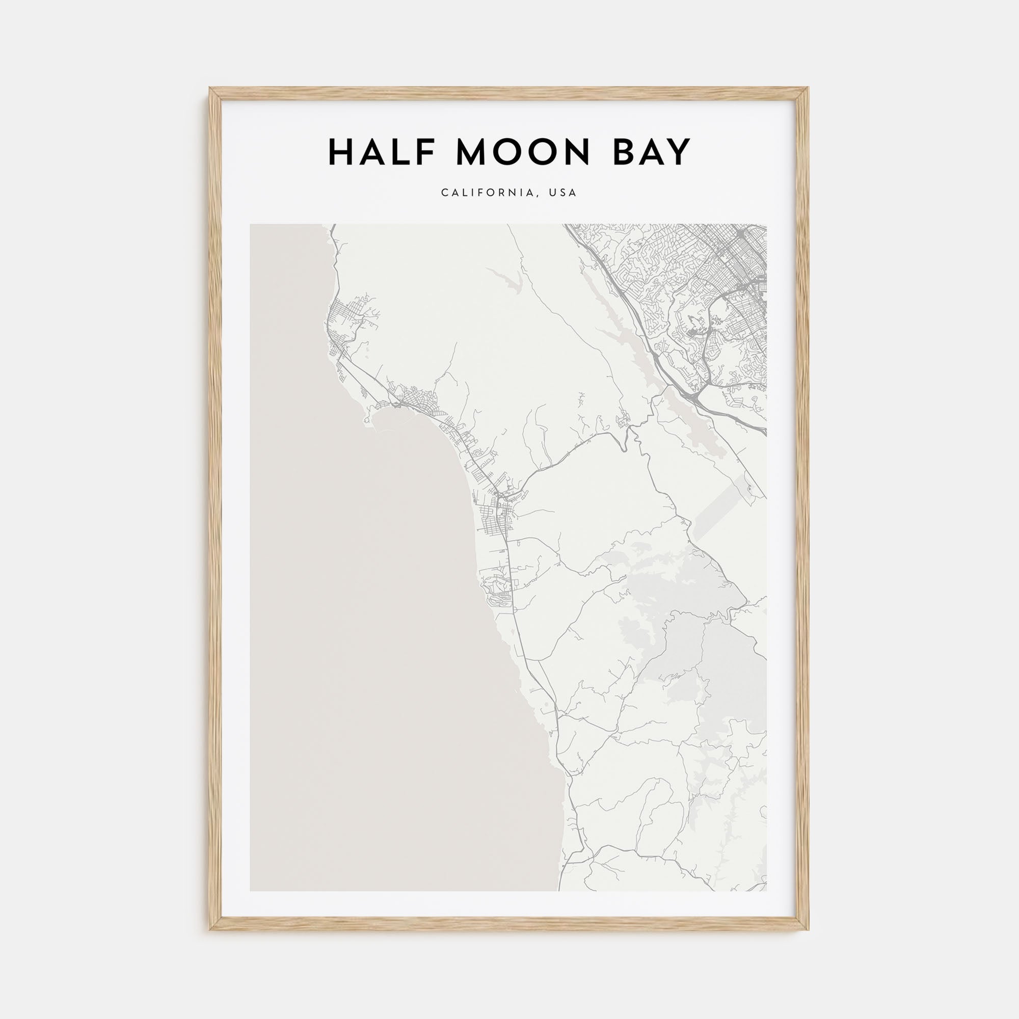 Half Moon Bay Map Portrait Poster