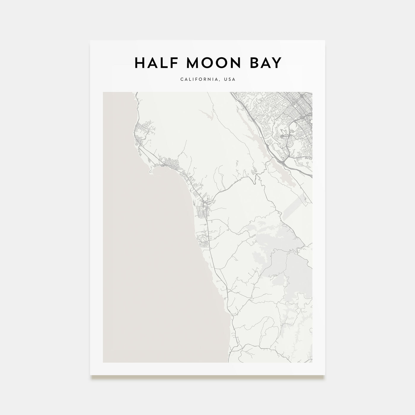 Half Moon Bay Map Portrait Poster