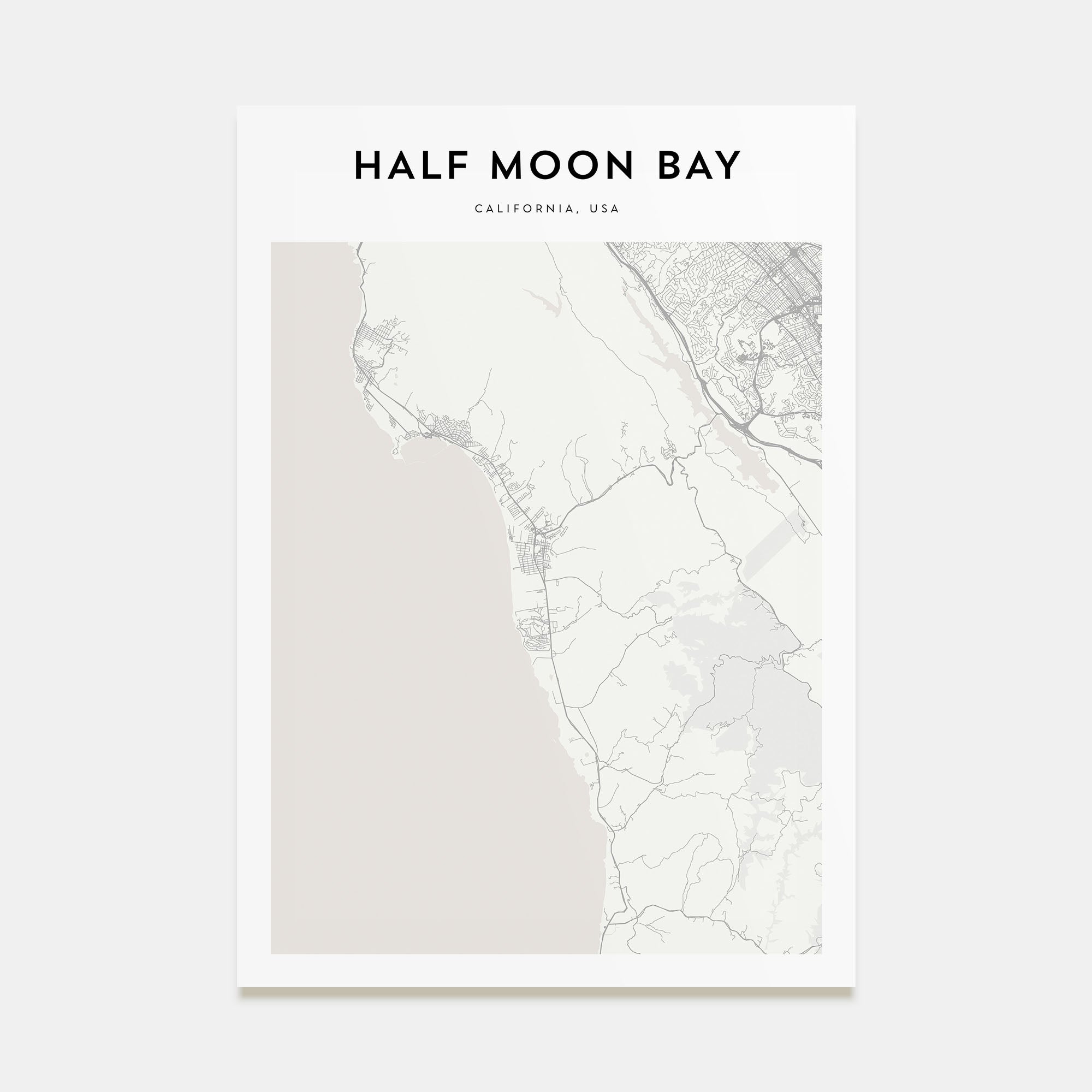 Half Moon Bay Map Portrait Poster