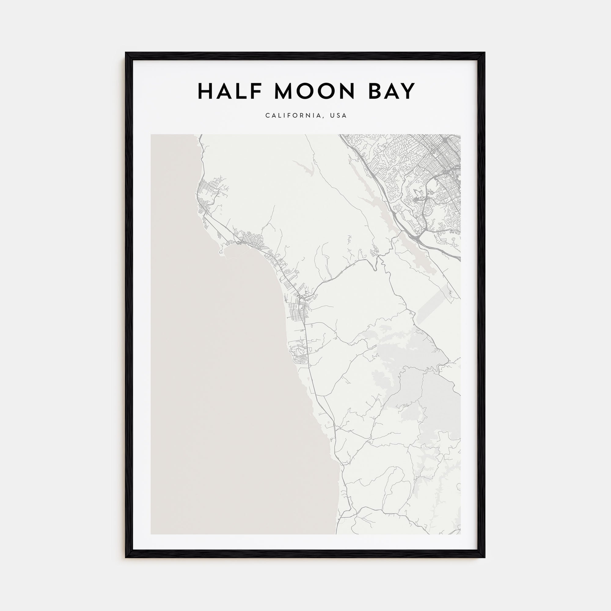 Half Moon Bay Map Portrait Poster