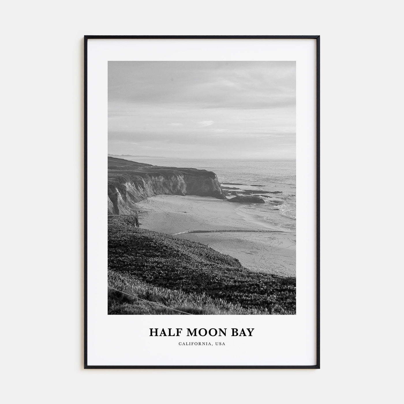 Half Moon Bay Portrait B&W Poster