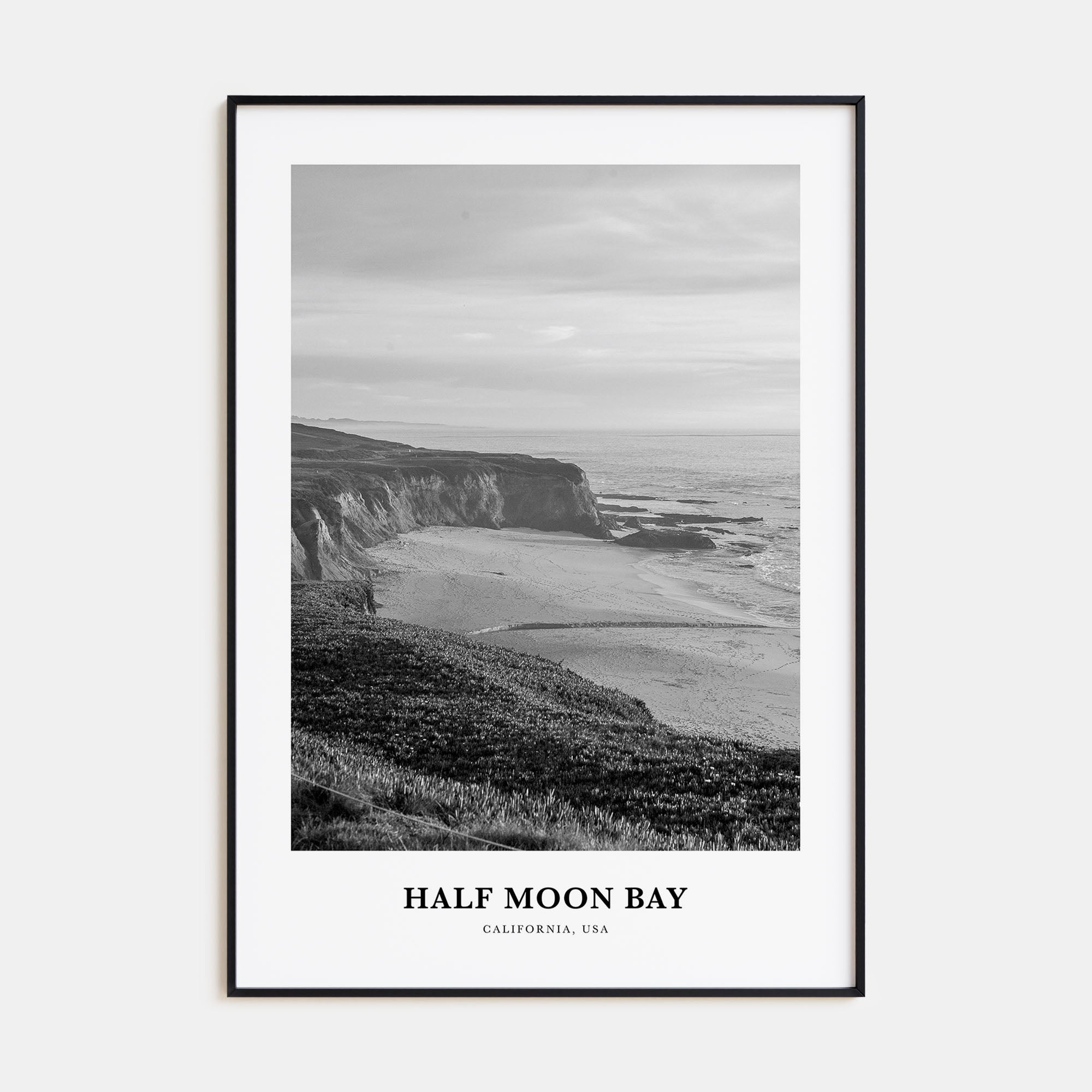 Half Moon Bay Portrait B&W Poster