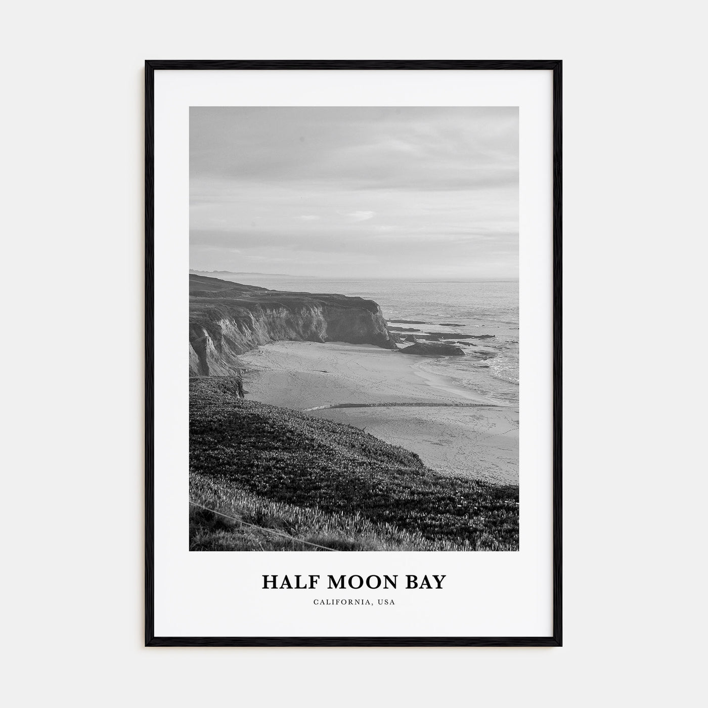 Half Moon Bay Portrait B&W Poster