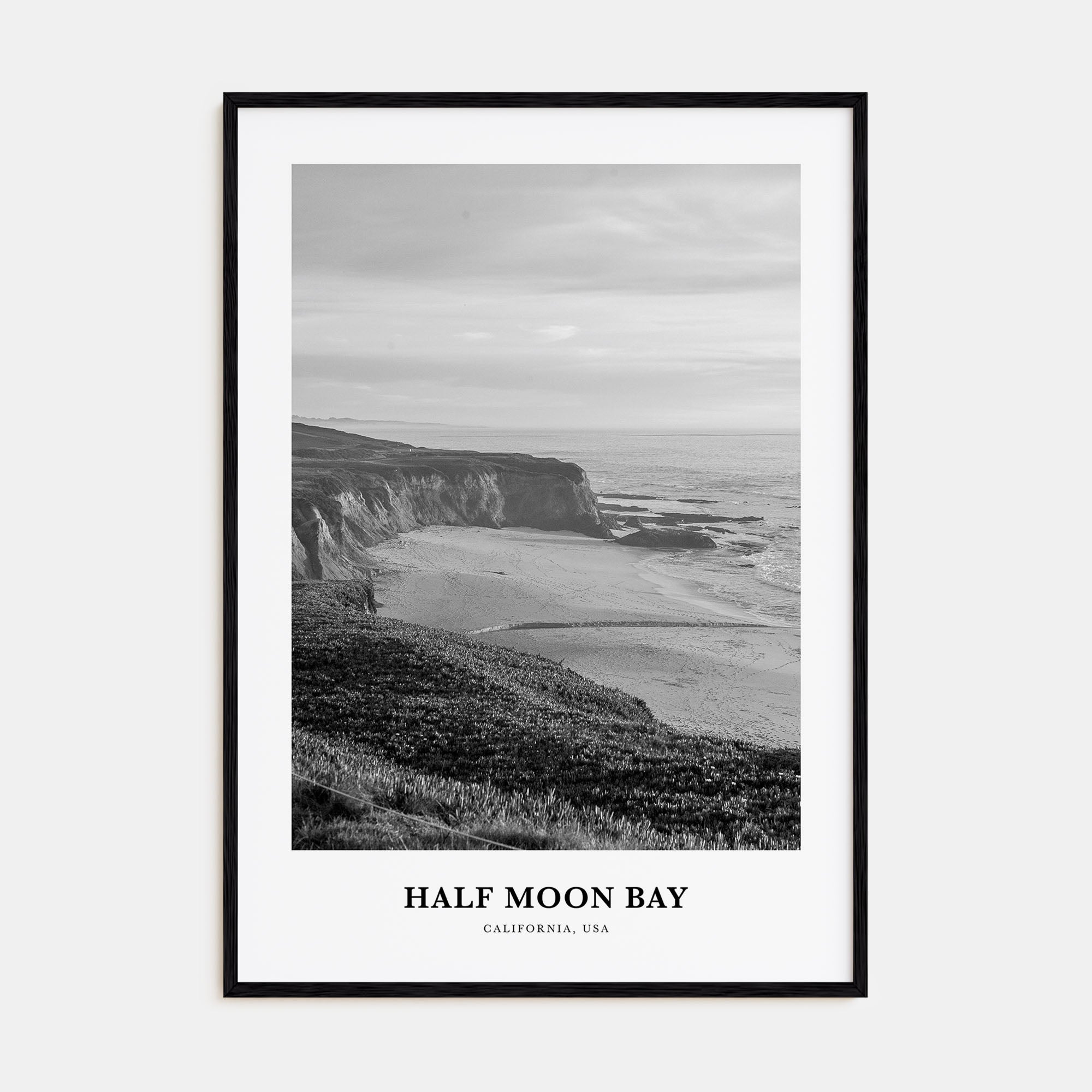 Half Moon Bay Portrait B&W Poster
