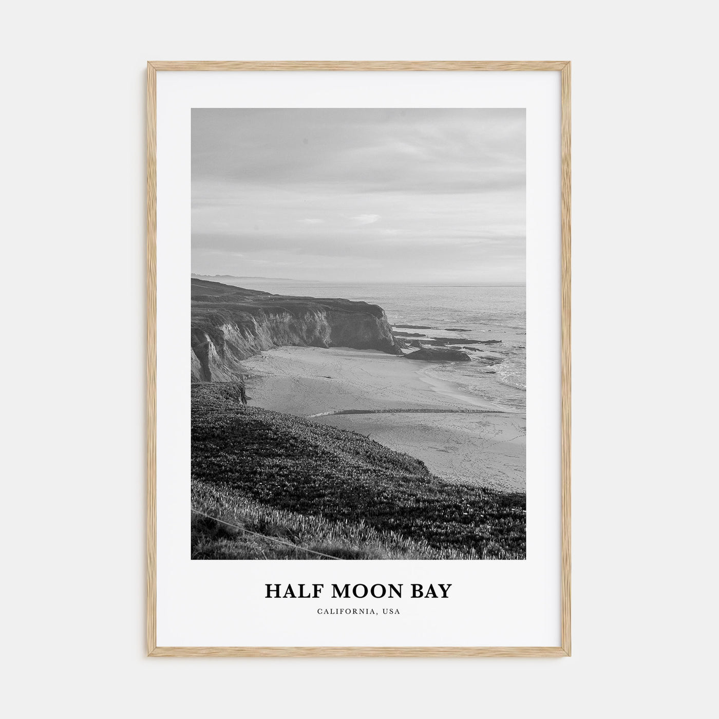 Half Moon Bay Portrait B&W Poster