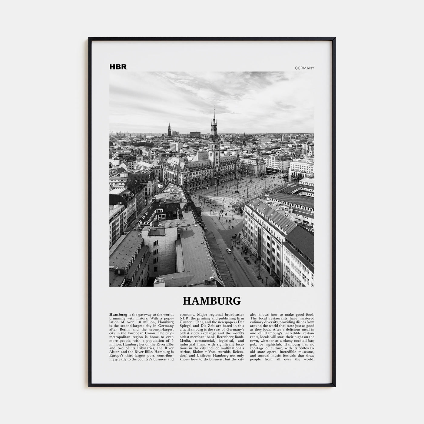 Hamburg Travel B&W No 1 Poster