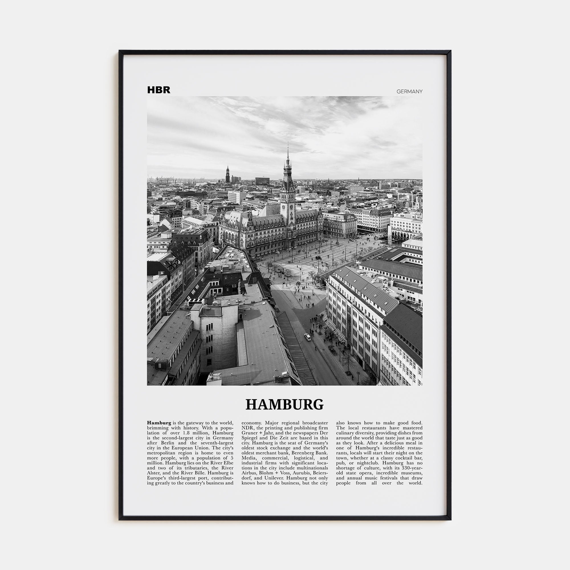 Hamburg Travel B&W No 1 Poster