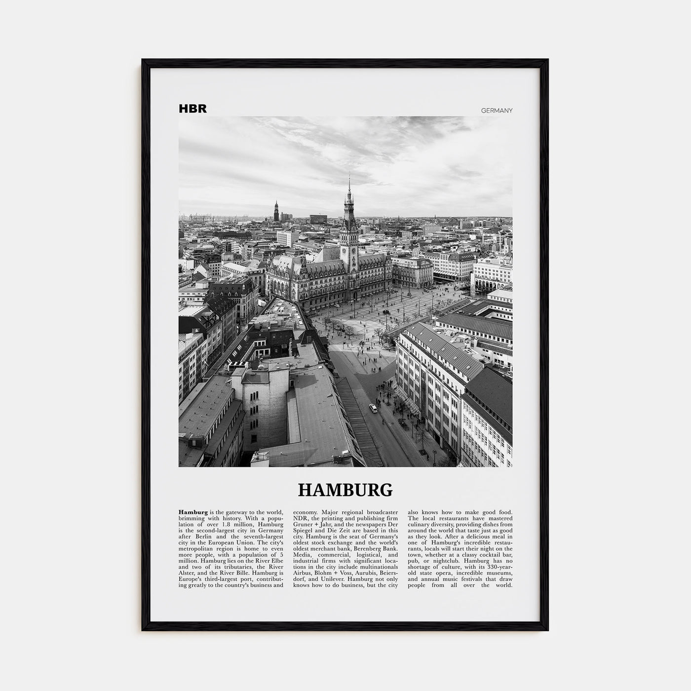 Hamburg Travel B&W No 1 Poster