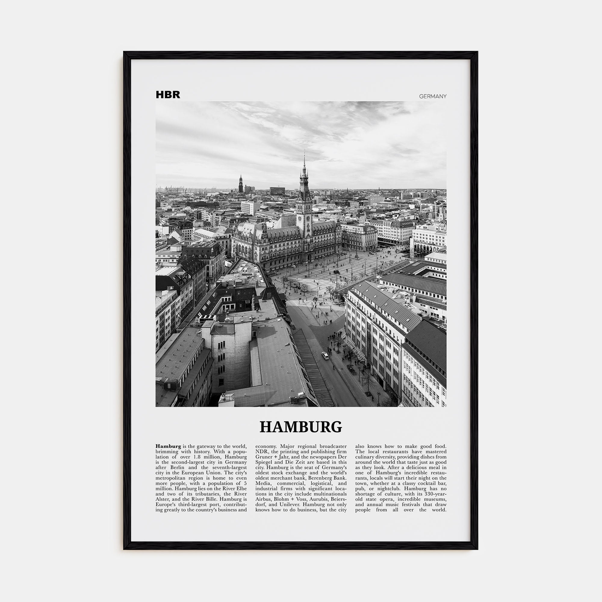 Hamburg Travel B&W No 1 Poster
