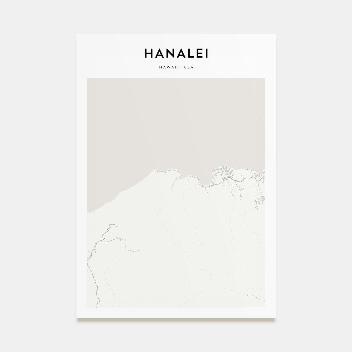 Hanalei Map Portrait Poster
