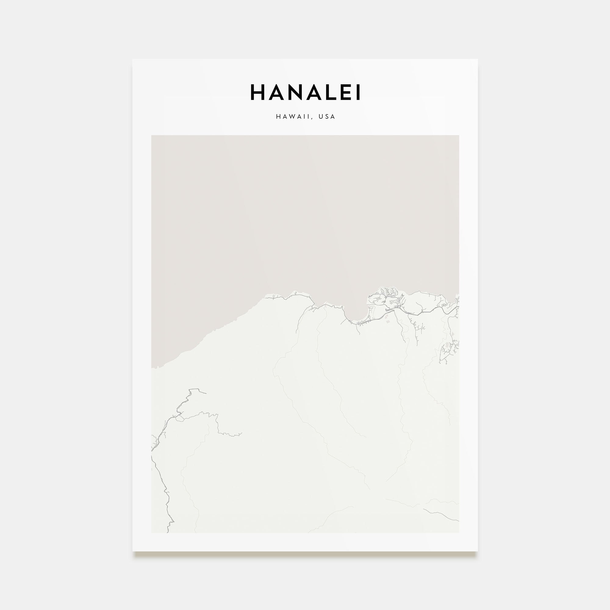 Hanalei Map Portrait Poster