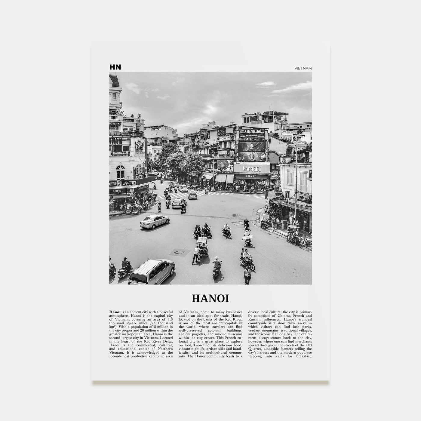Hanoi Travel B&W No 1 Poster