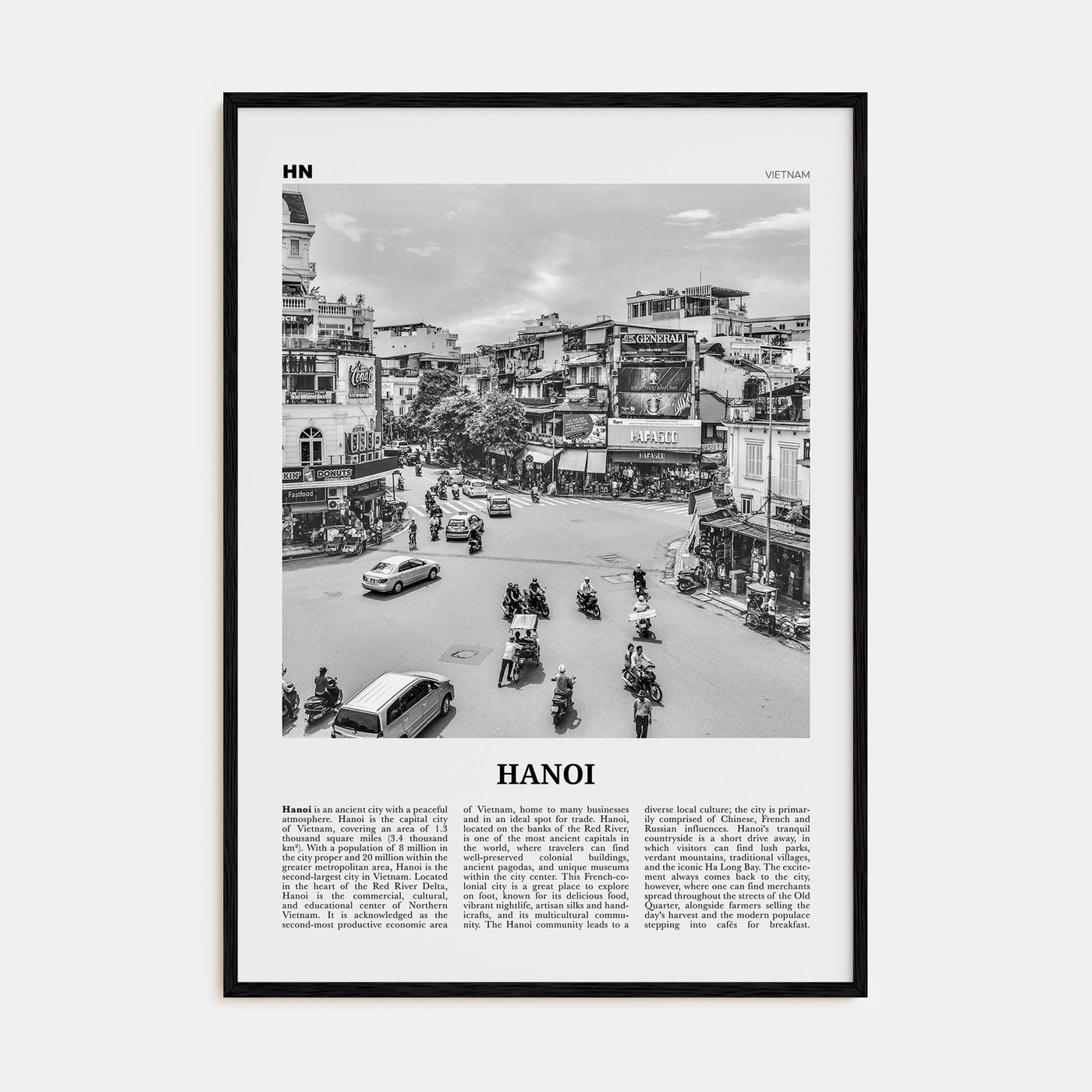 Hanoi Travel B&W No 1 Poster
