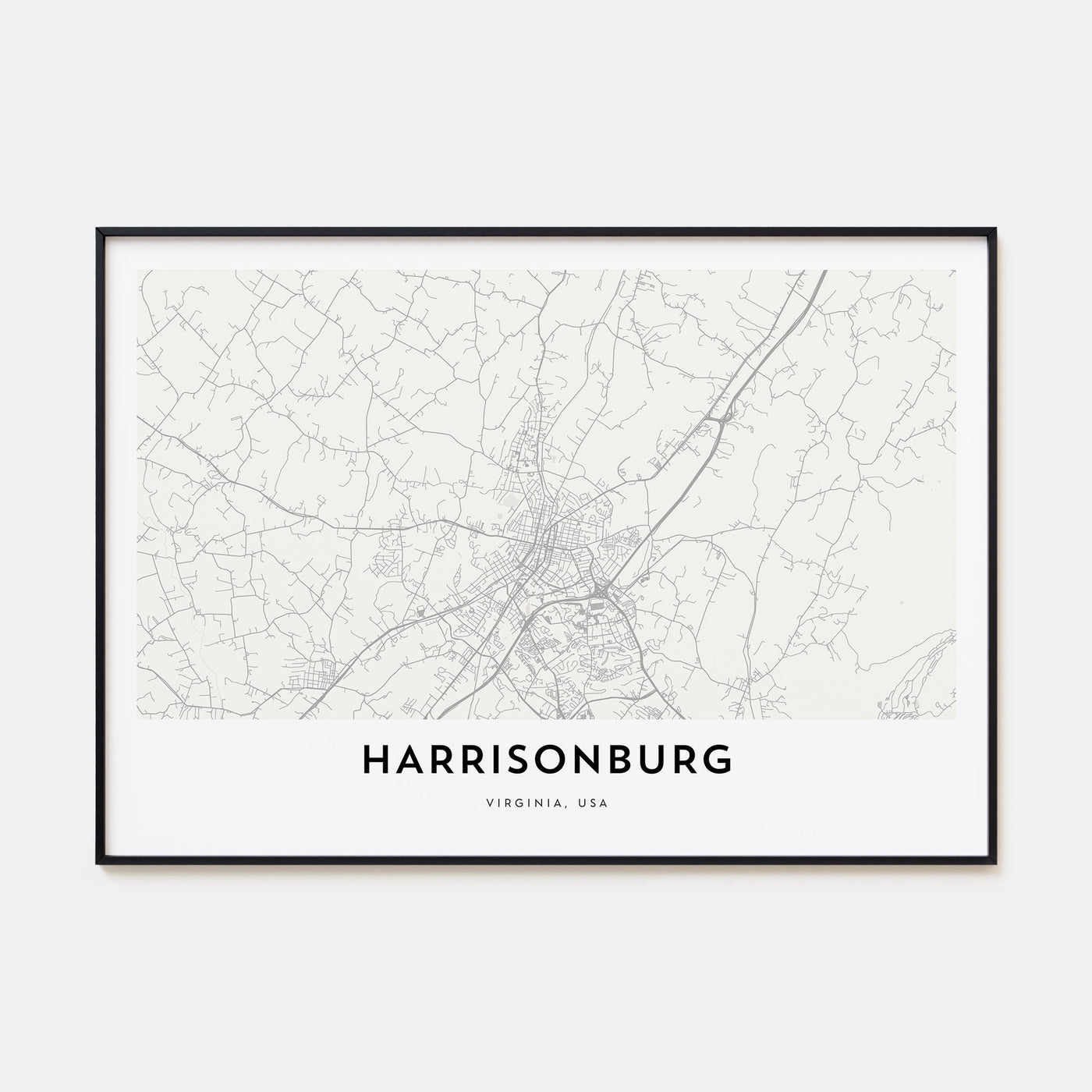 Harrisonburg Map Landscape Poster