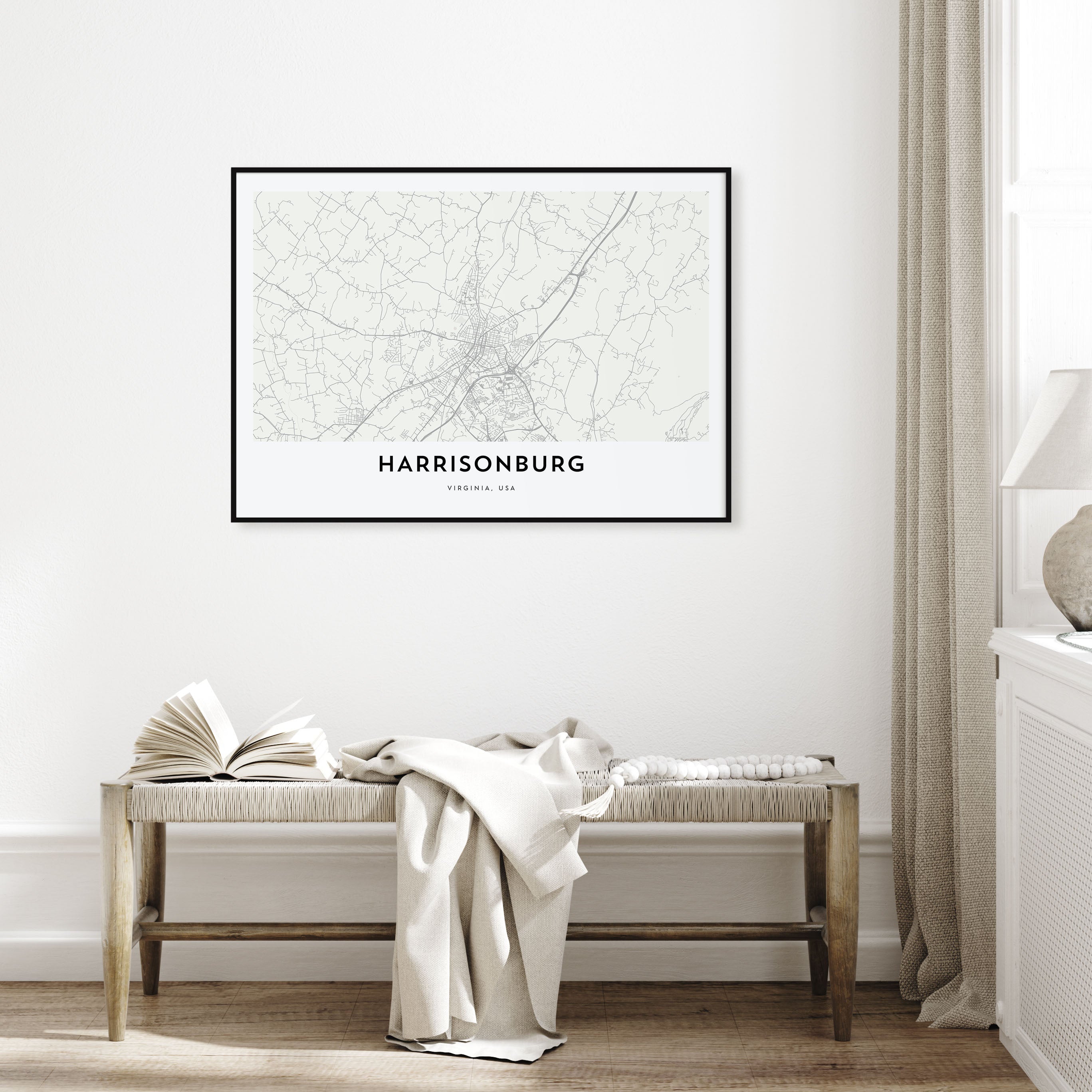 Harrisonburg Map Landscape Poster