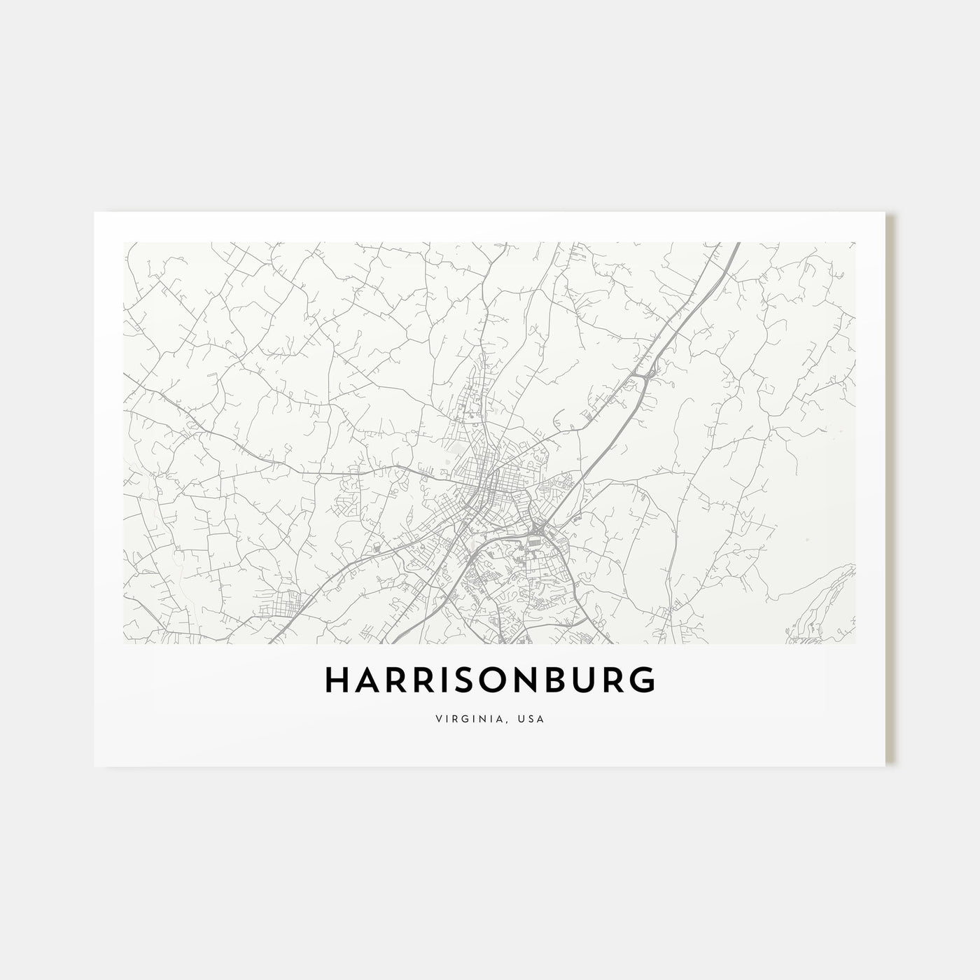 Harrisonburg Map Landscape Poster