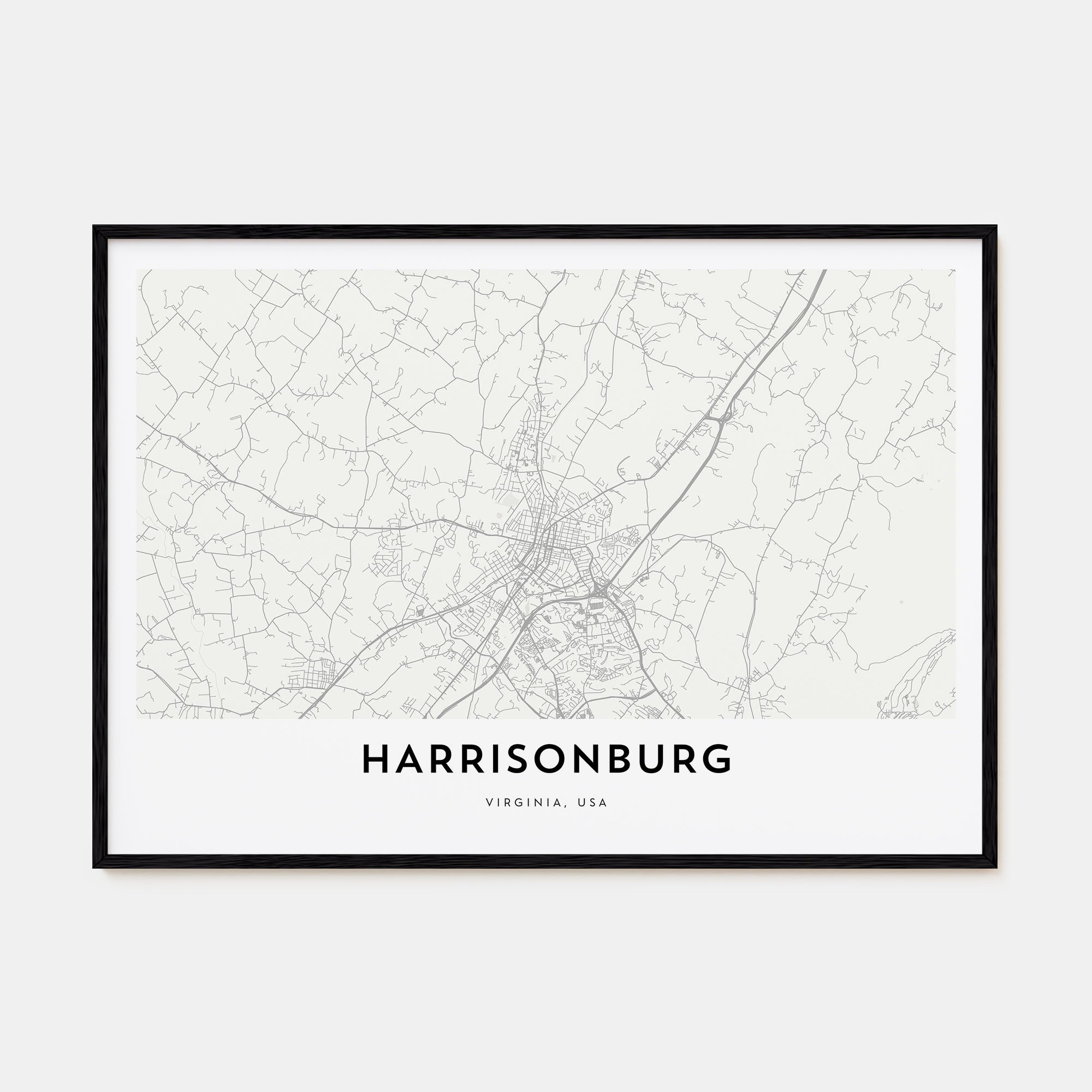 Harrisonburg Map Landscape Poster