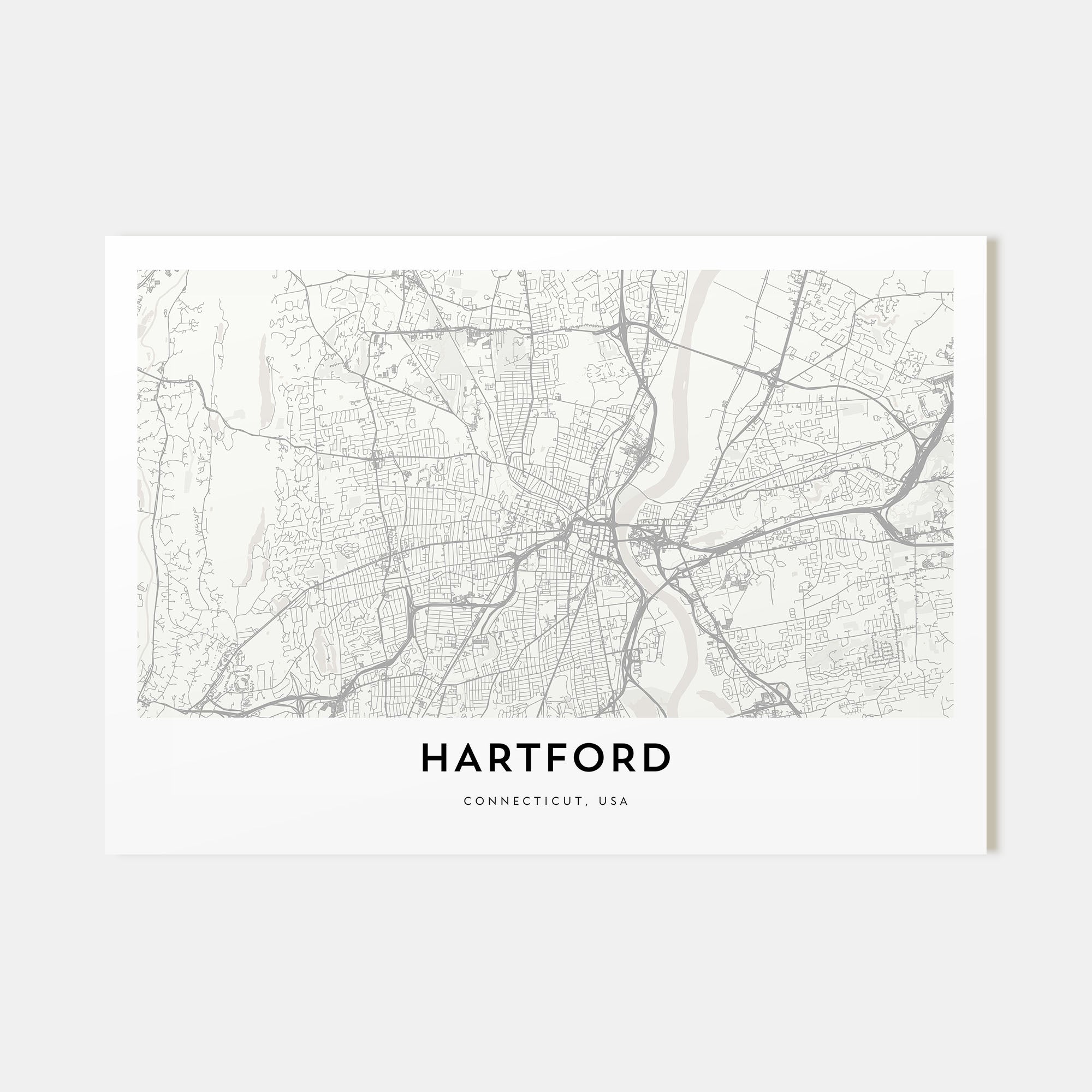 Hartford Map Landscape Poster