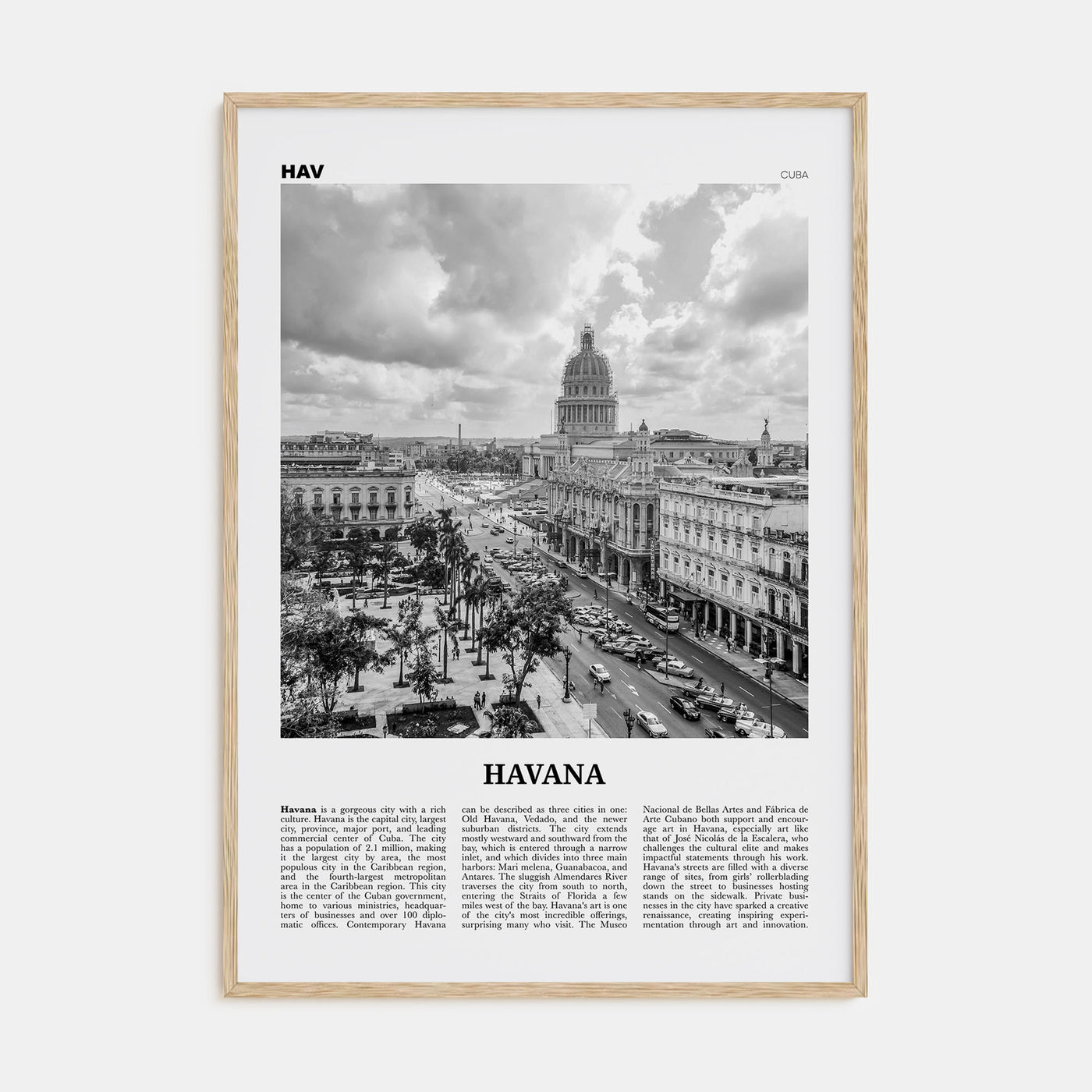 Havana Travel B&W No 1 Poster
