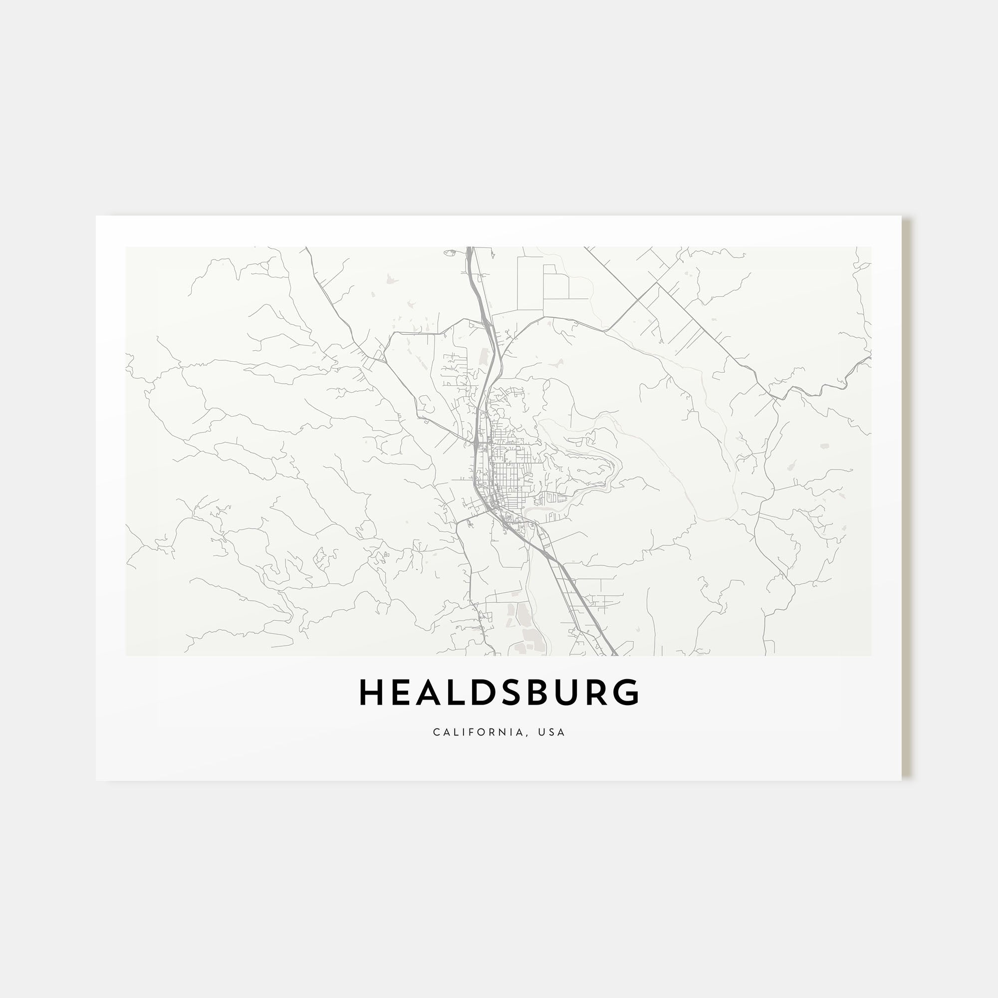Healdsburg Map Landscape Poster