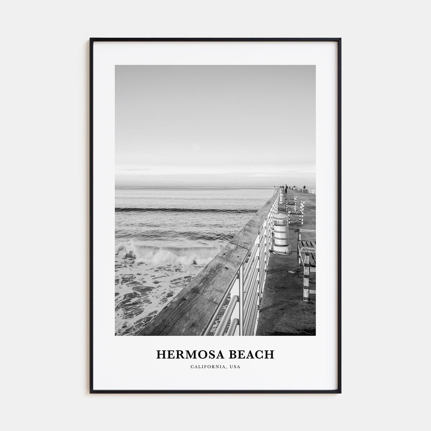 Hermosa Beach Portrait B&W No 2 Poster