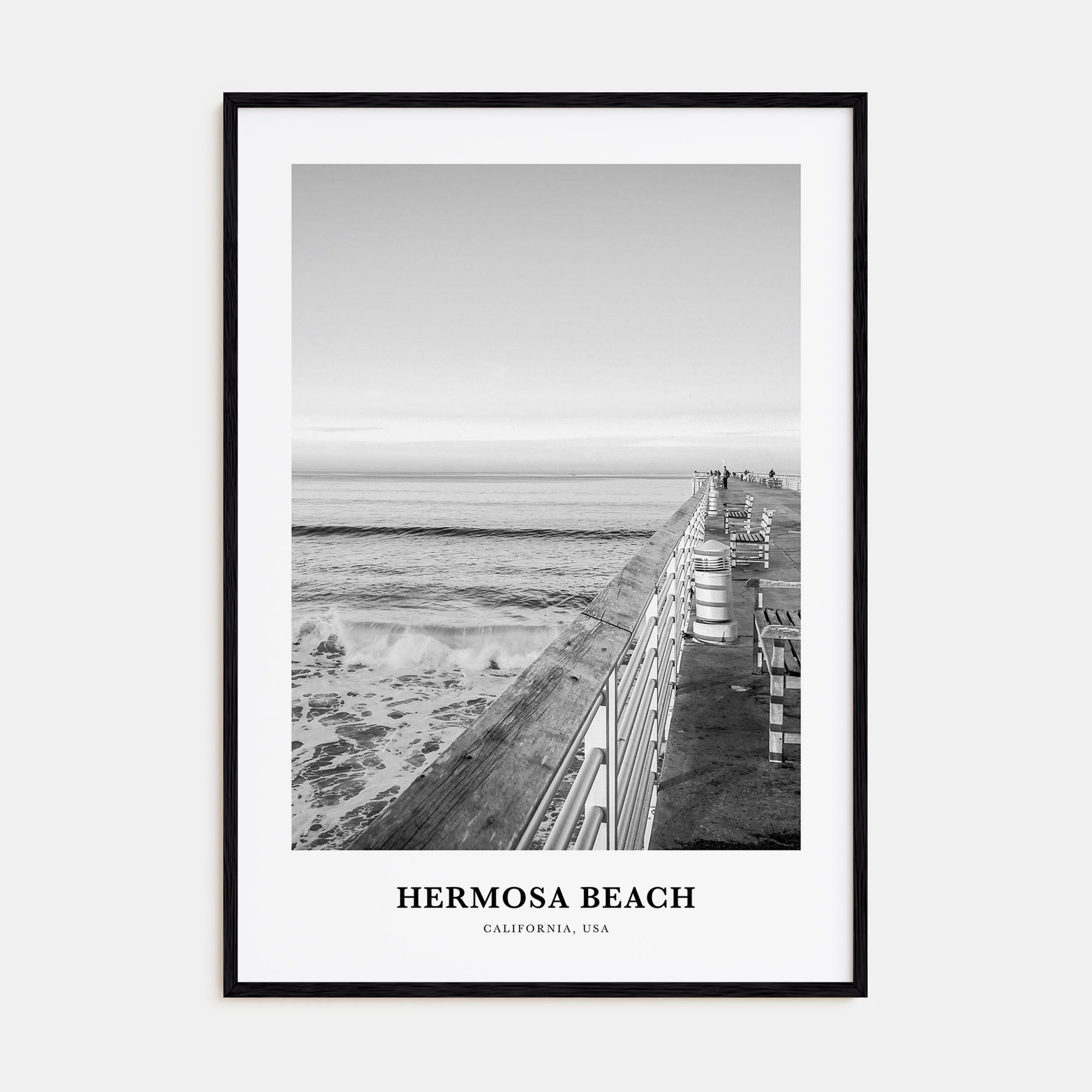 Hermosa Beach Portrait B&W No 2 Poster