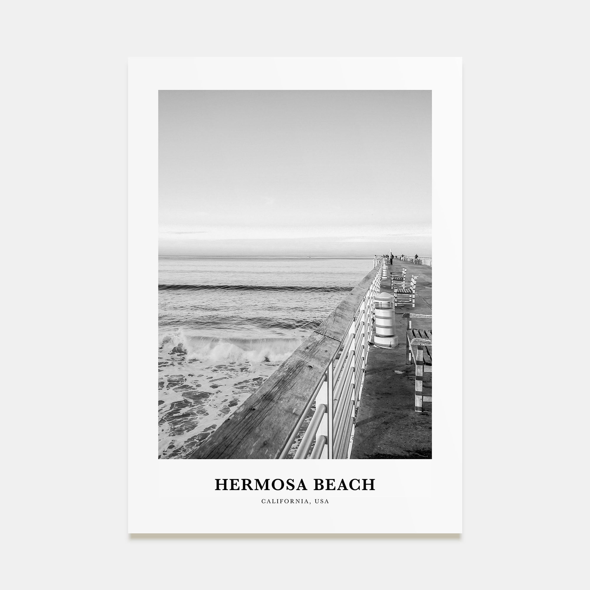 Hermosa Beach Portrait B&W No 2 Poster