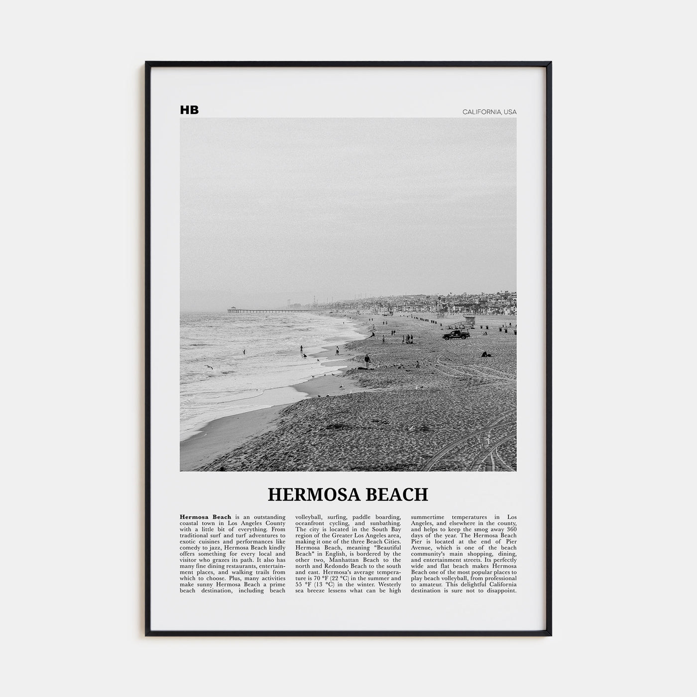 Hermosa Beach Travel B&W No 1 Poster