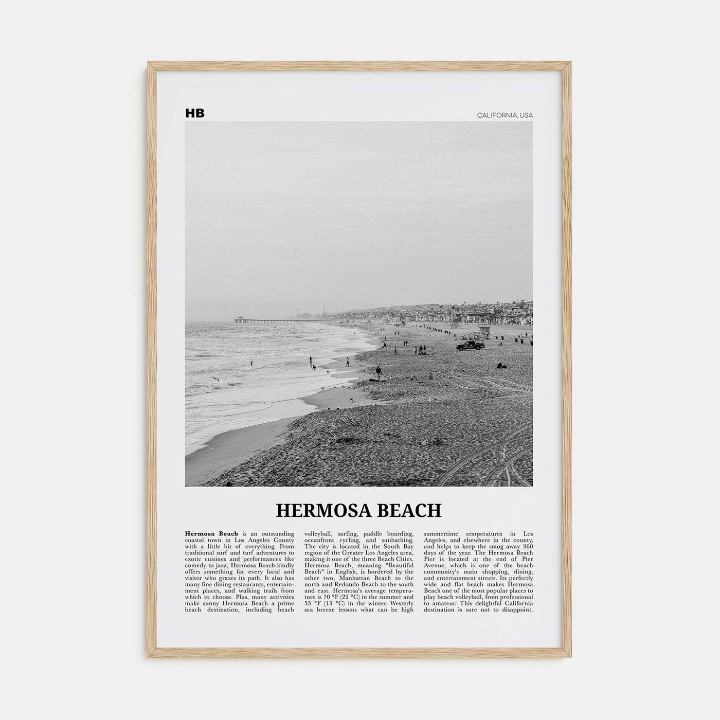 Hermosa Beach Travel B&W No 1 Poster
