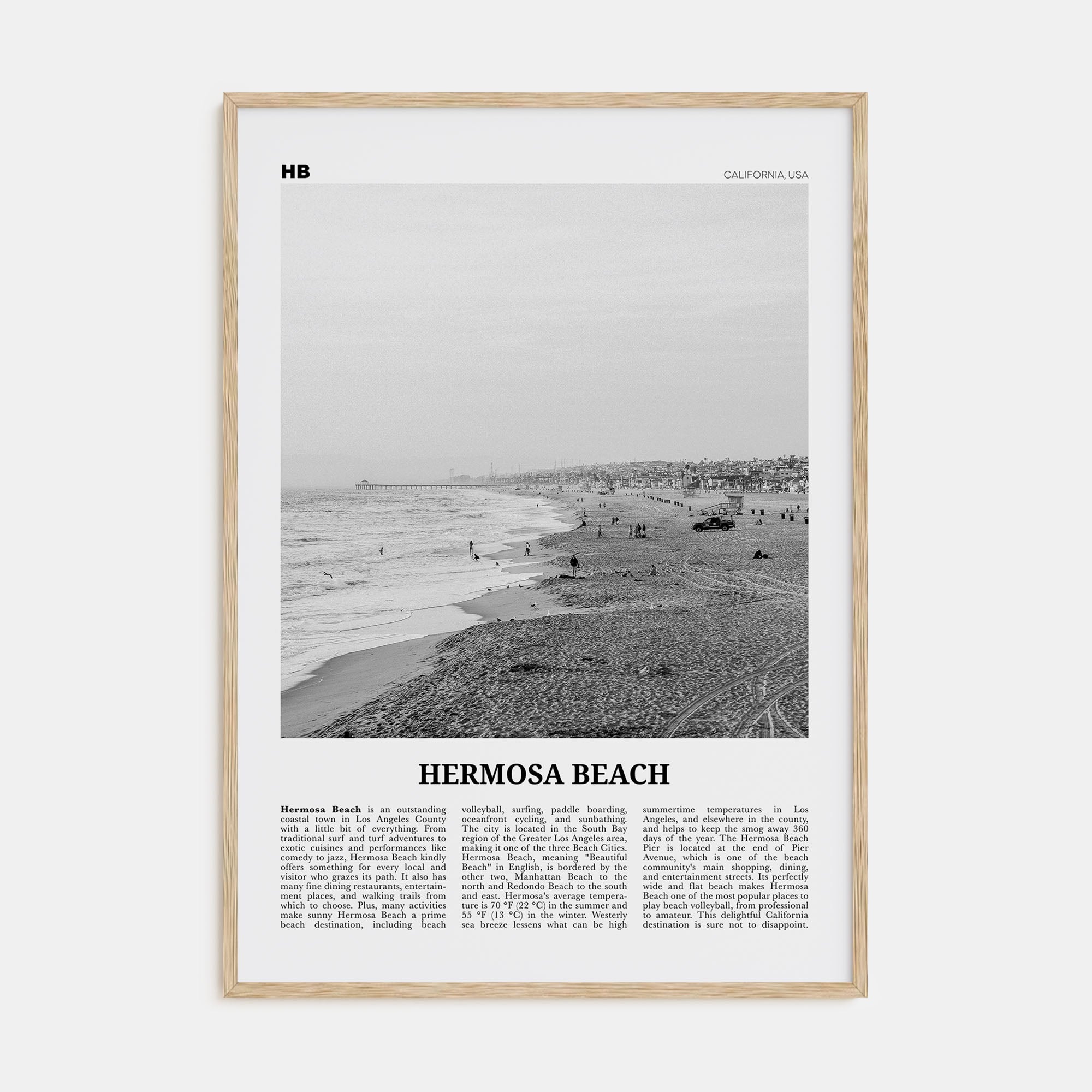 Hermosa Beach Travel B&W No 1 Poster