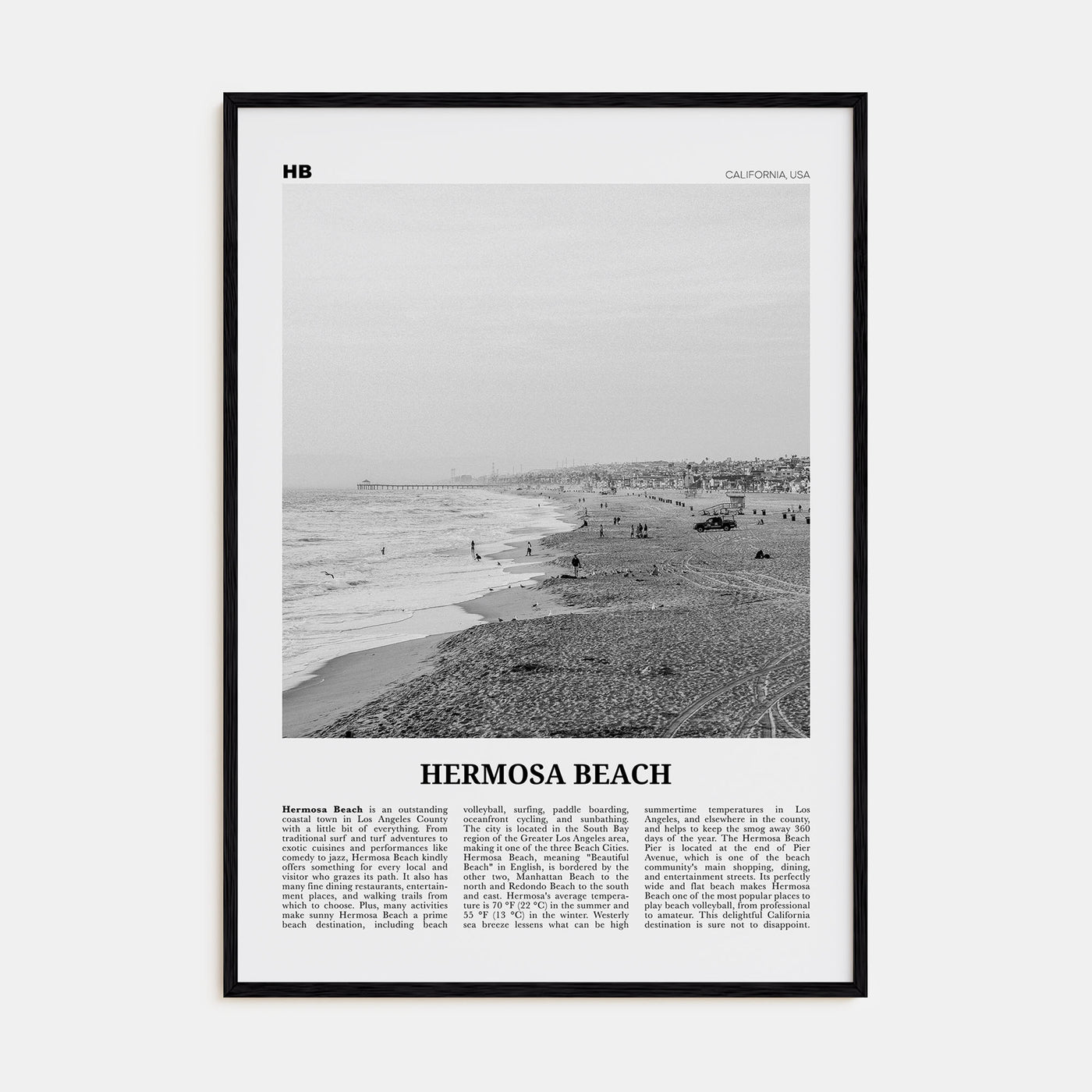 Hermosa Beach Travel B&W No 1 Poster