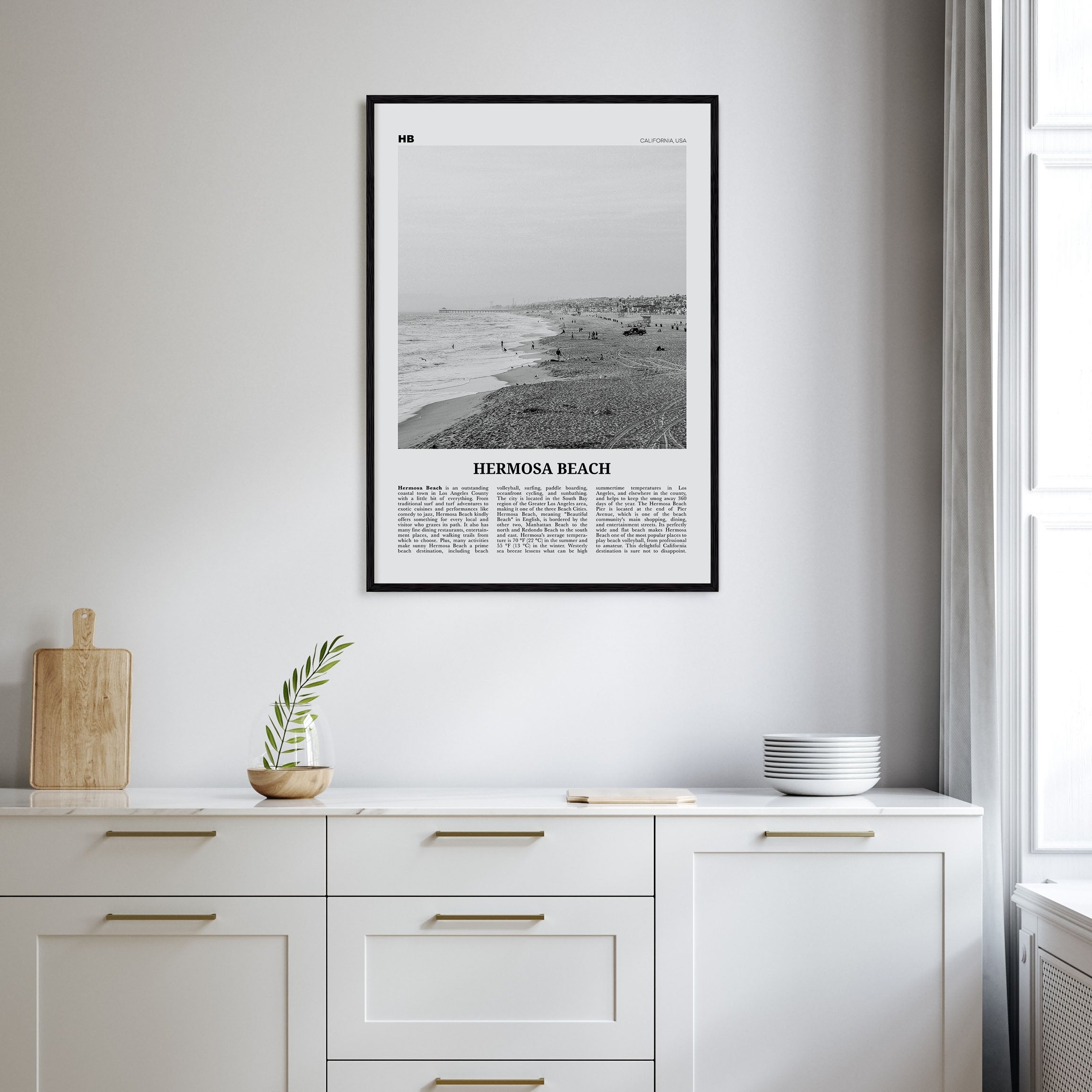 Hermosa Beach Travel B&W No 1 Poster