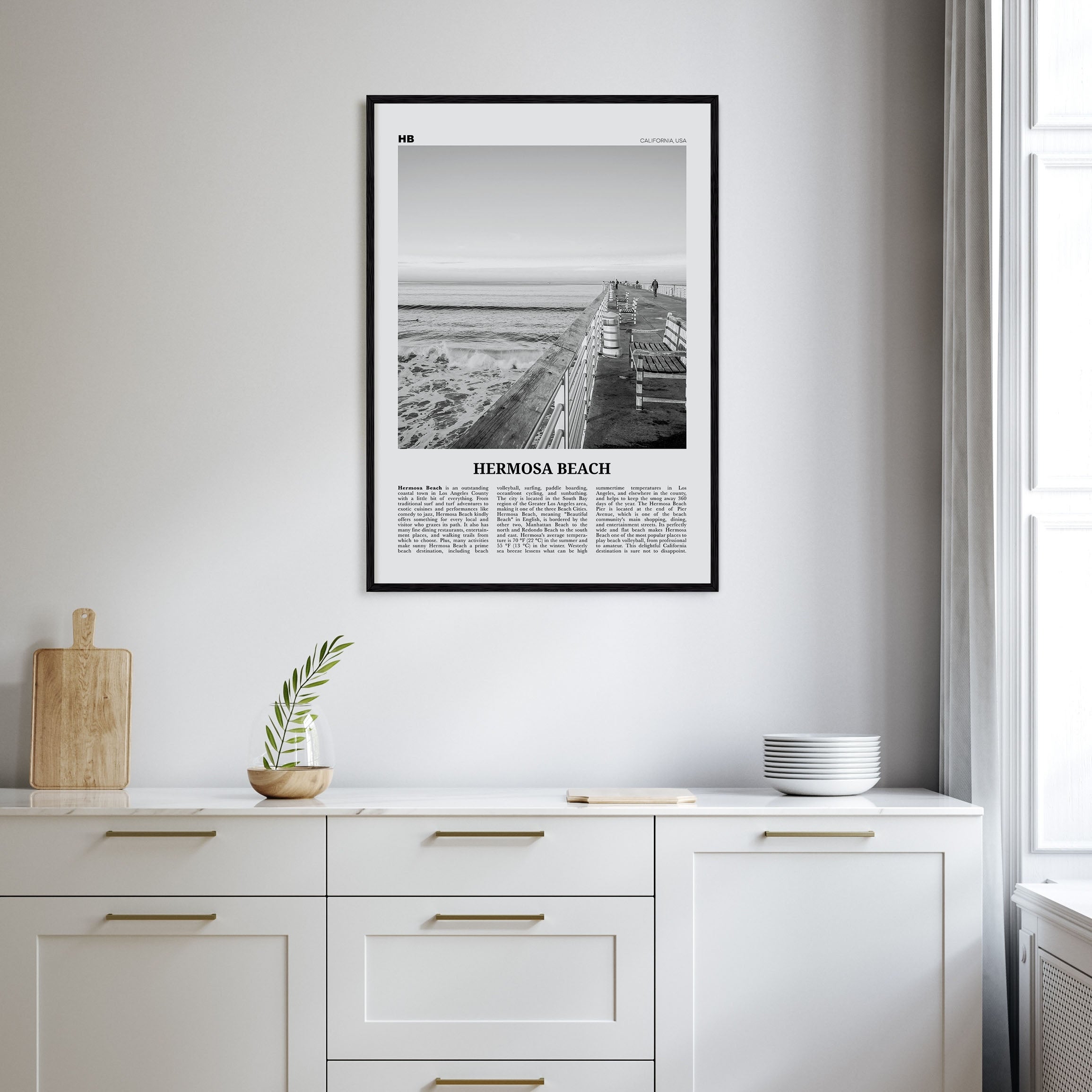 Hermosa Beach Travel B&W No 2 Poster