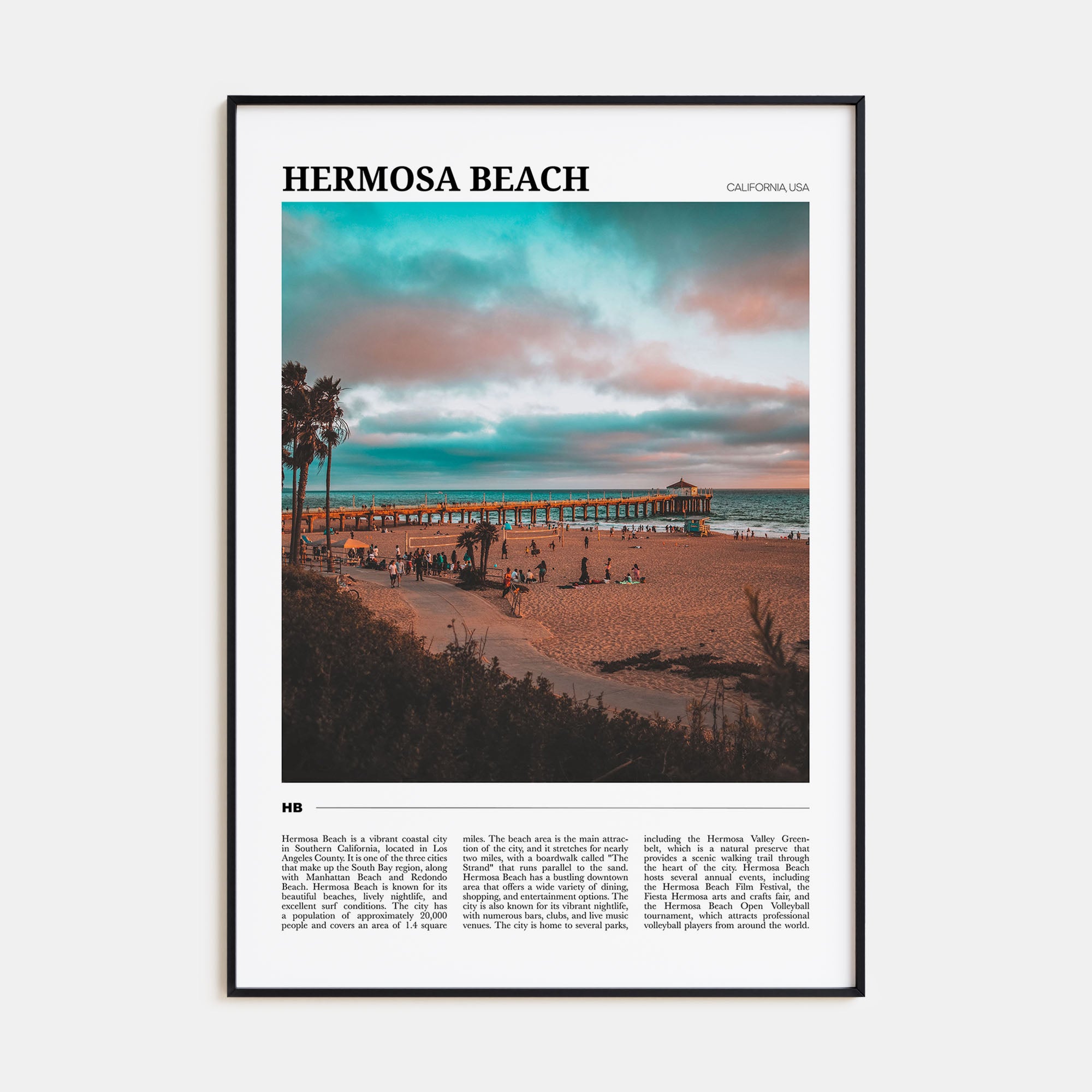 Hermosa Beach Travel Color Poster