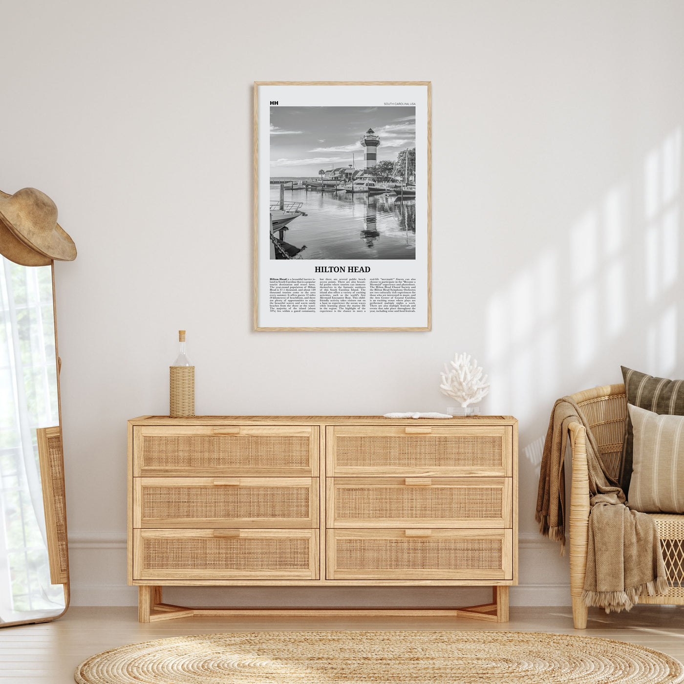 Hilton Head Island Travel B&W Poster