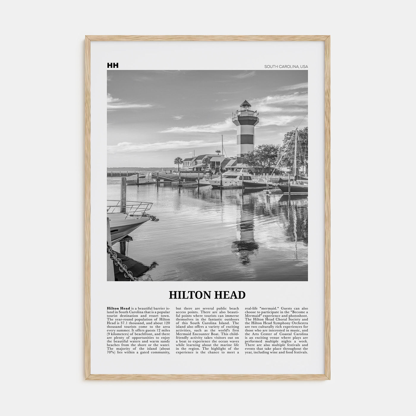 Hilton Head Island Travel B&W Poster