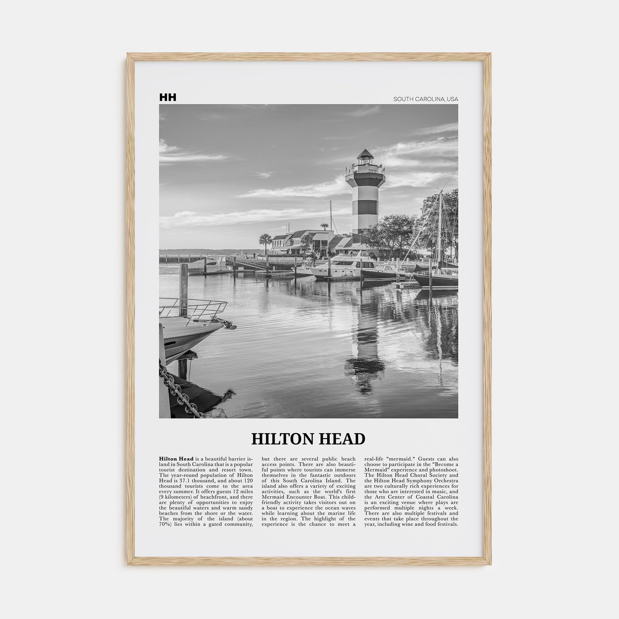 Hilton Head Island Travel B&W Poster