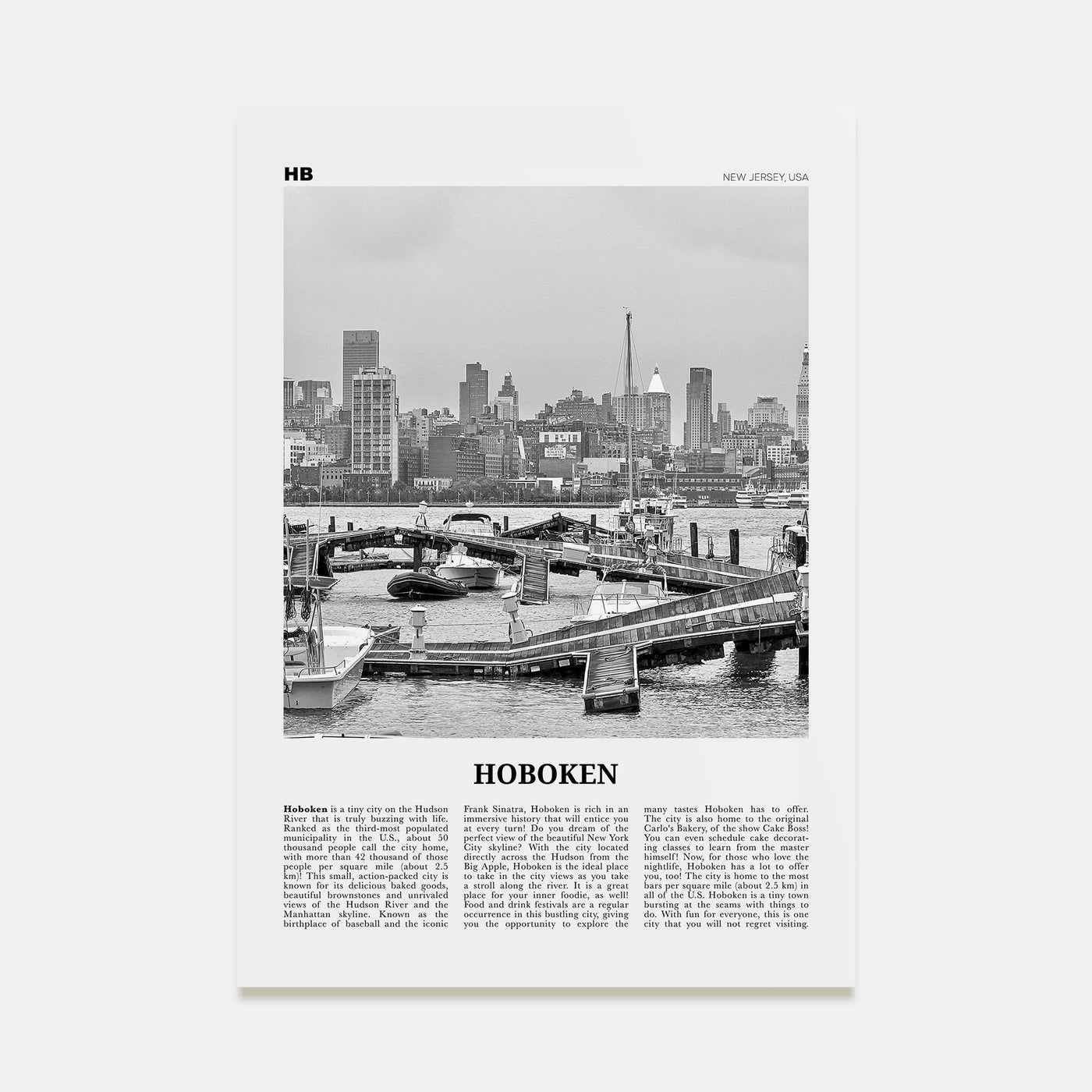 Hoboken Travel B&W No 1 Poster