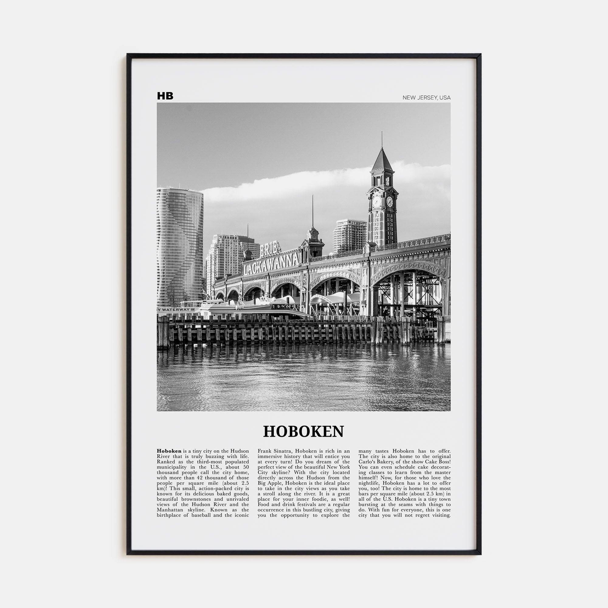 Hoboken Travel B&W No 2 Poster