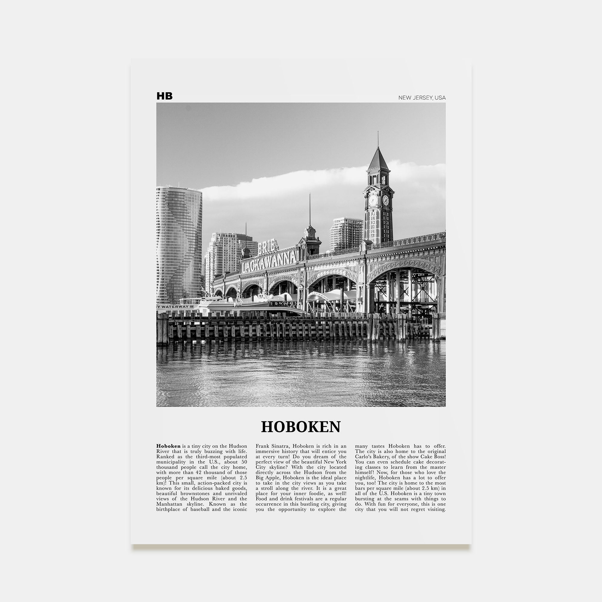 Hoboken Travel B&W No 2 Poster