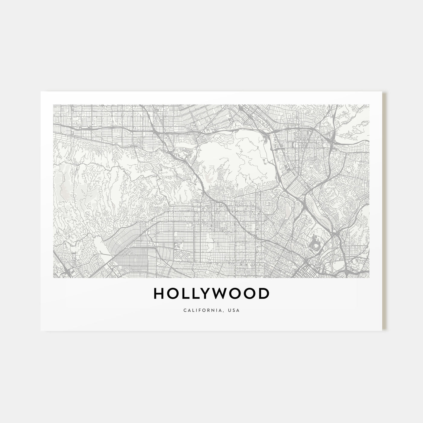 Hollywood Map Landscape Poster