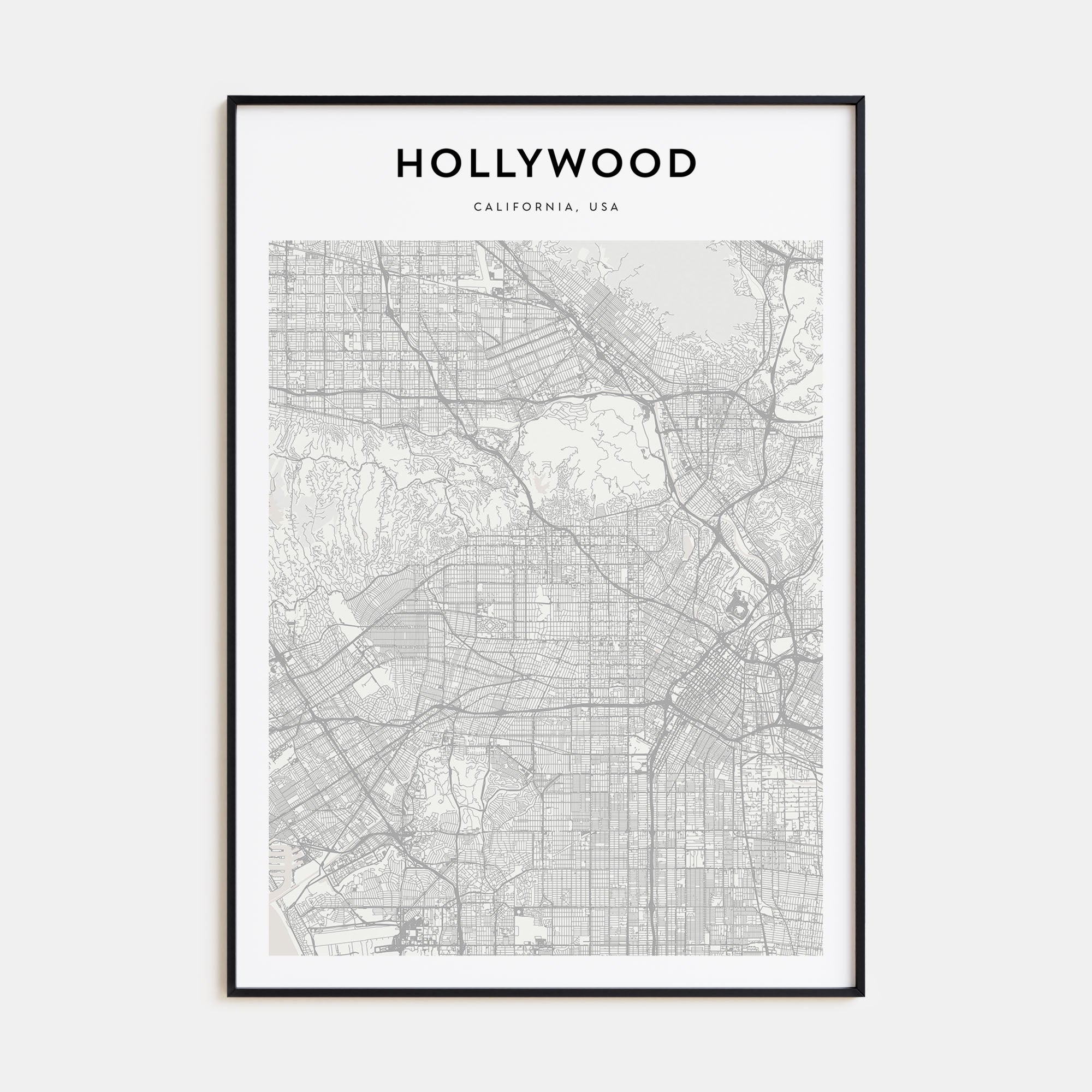 Hollywood Map Portrait Poster