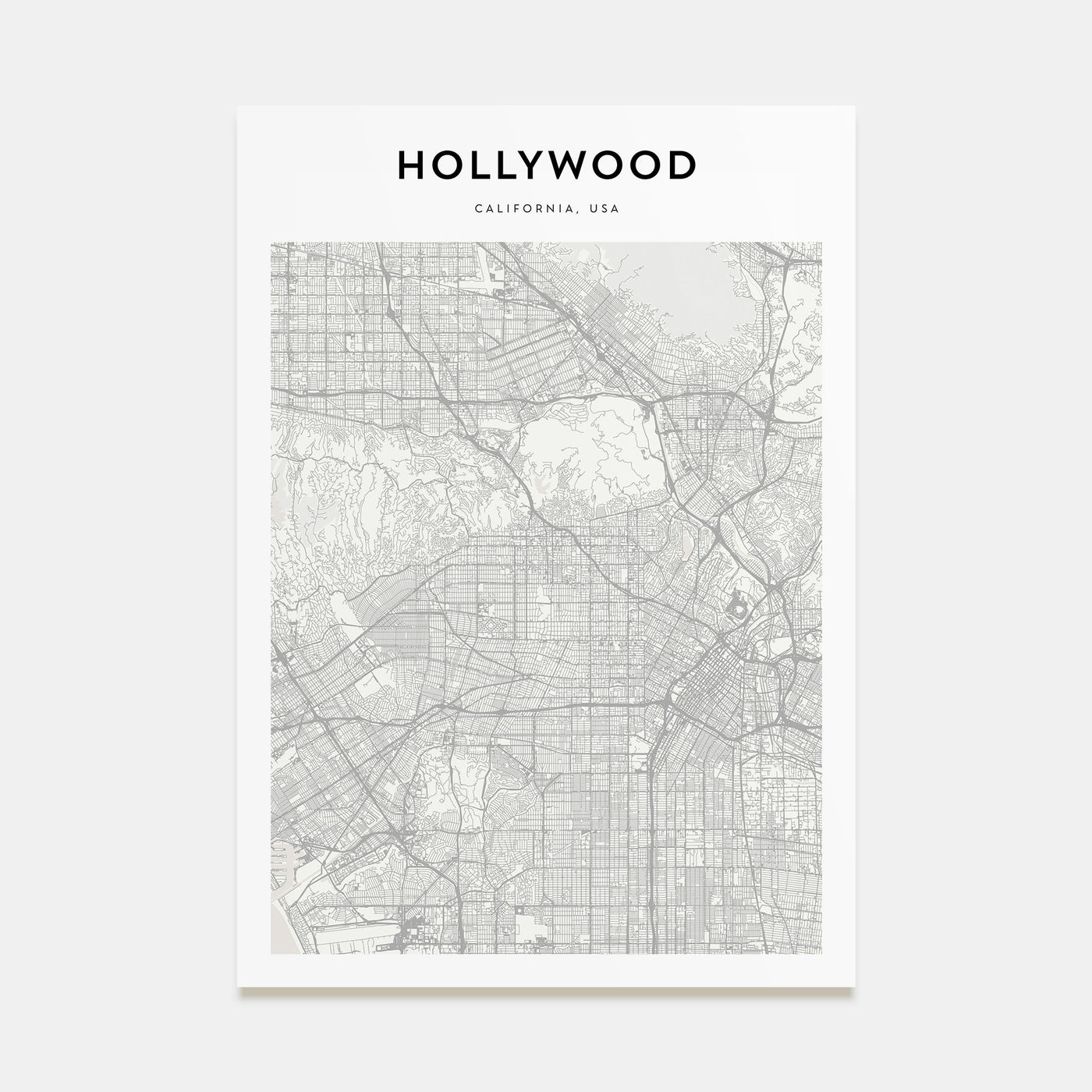 Hollywood Map Portrait Poster
