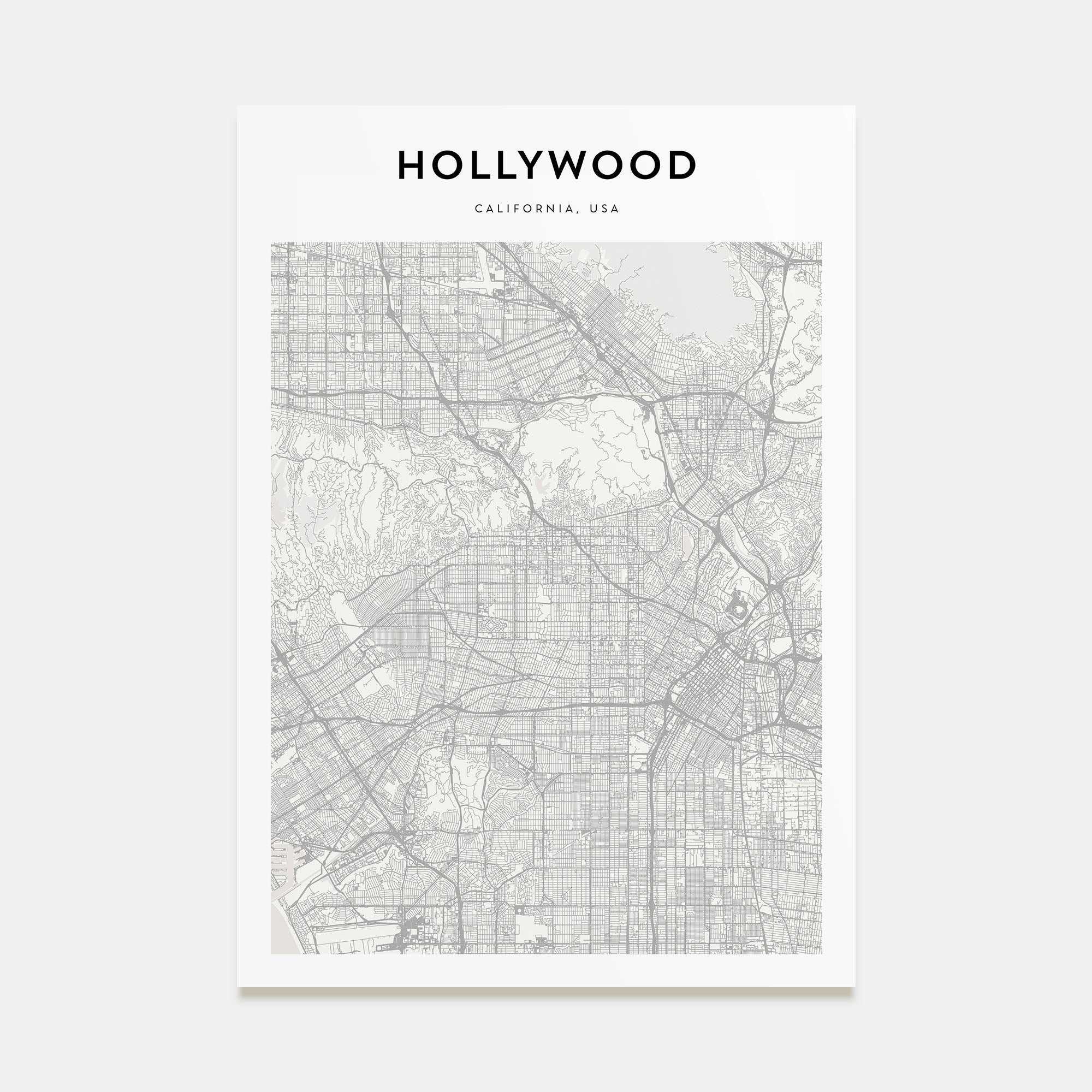 Hollywood Map Portrait Poster