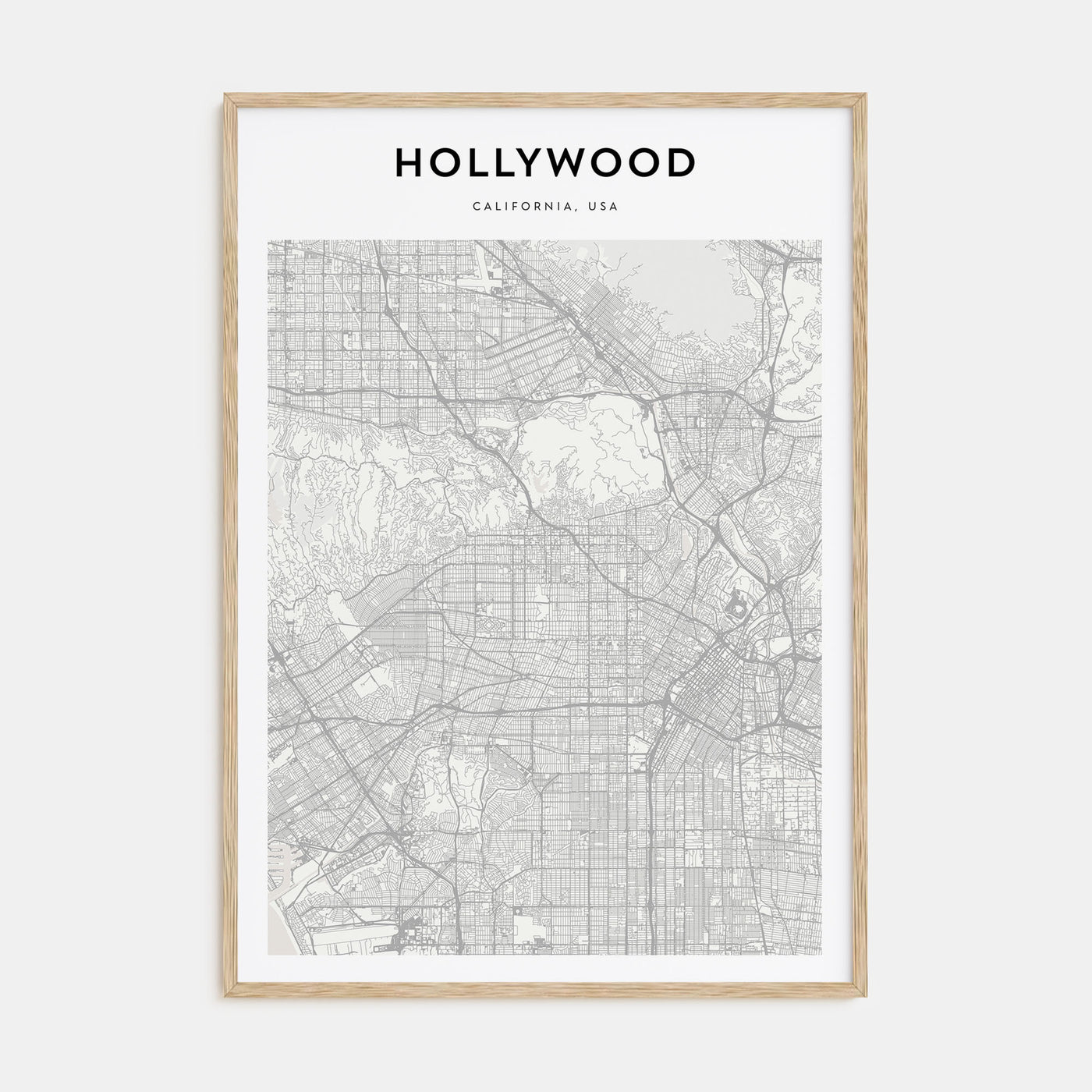 Hollywood Map Portrait Poster